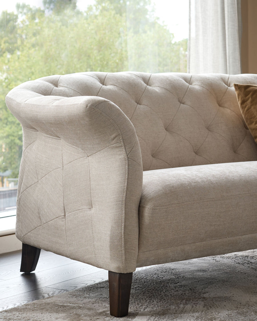 Luxe ivory chenille 3 seater sofa
