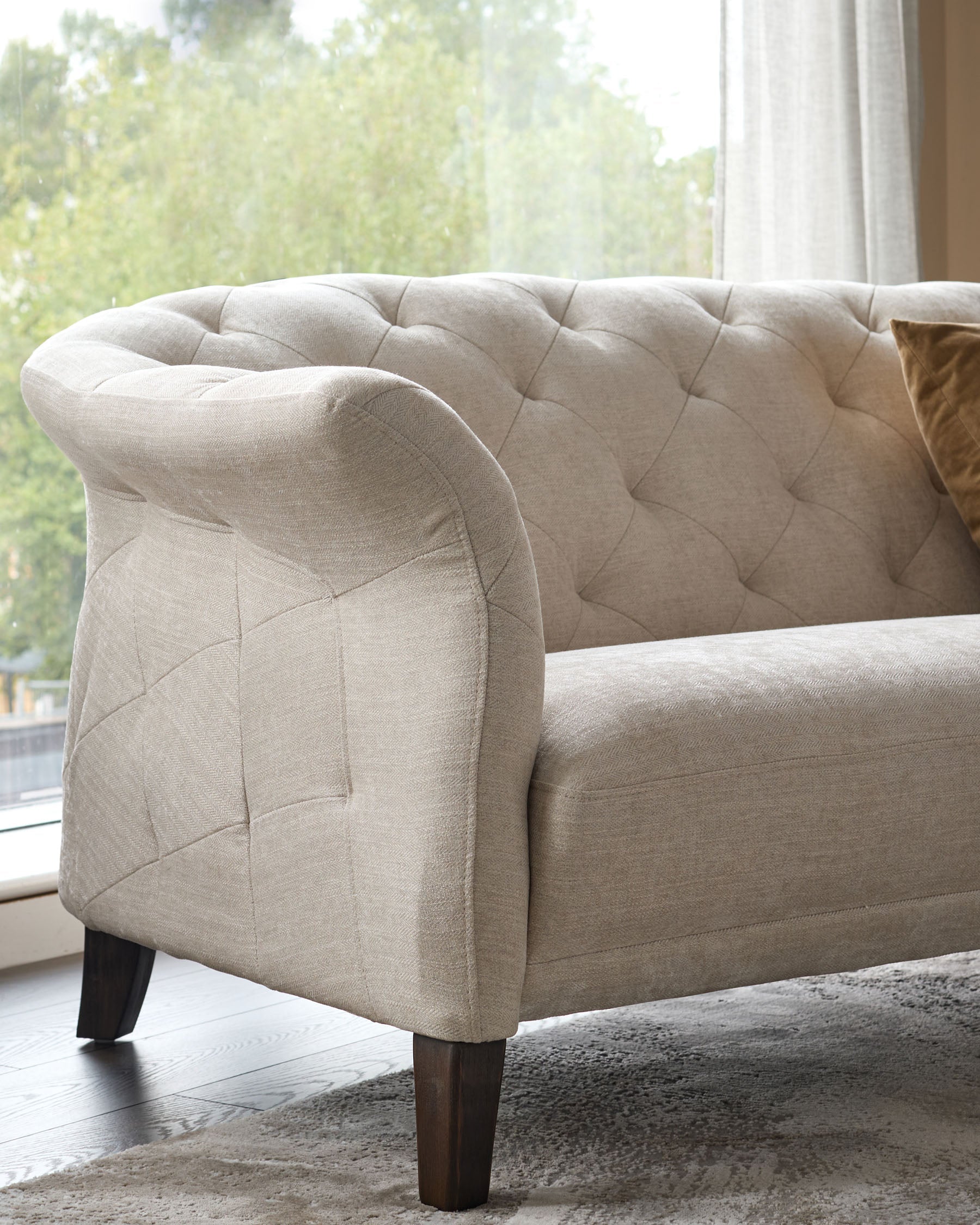 Luxe ivory chenille 3 seater sofa