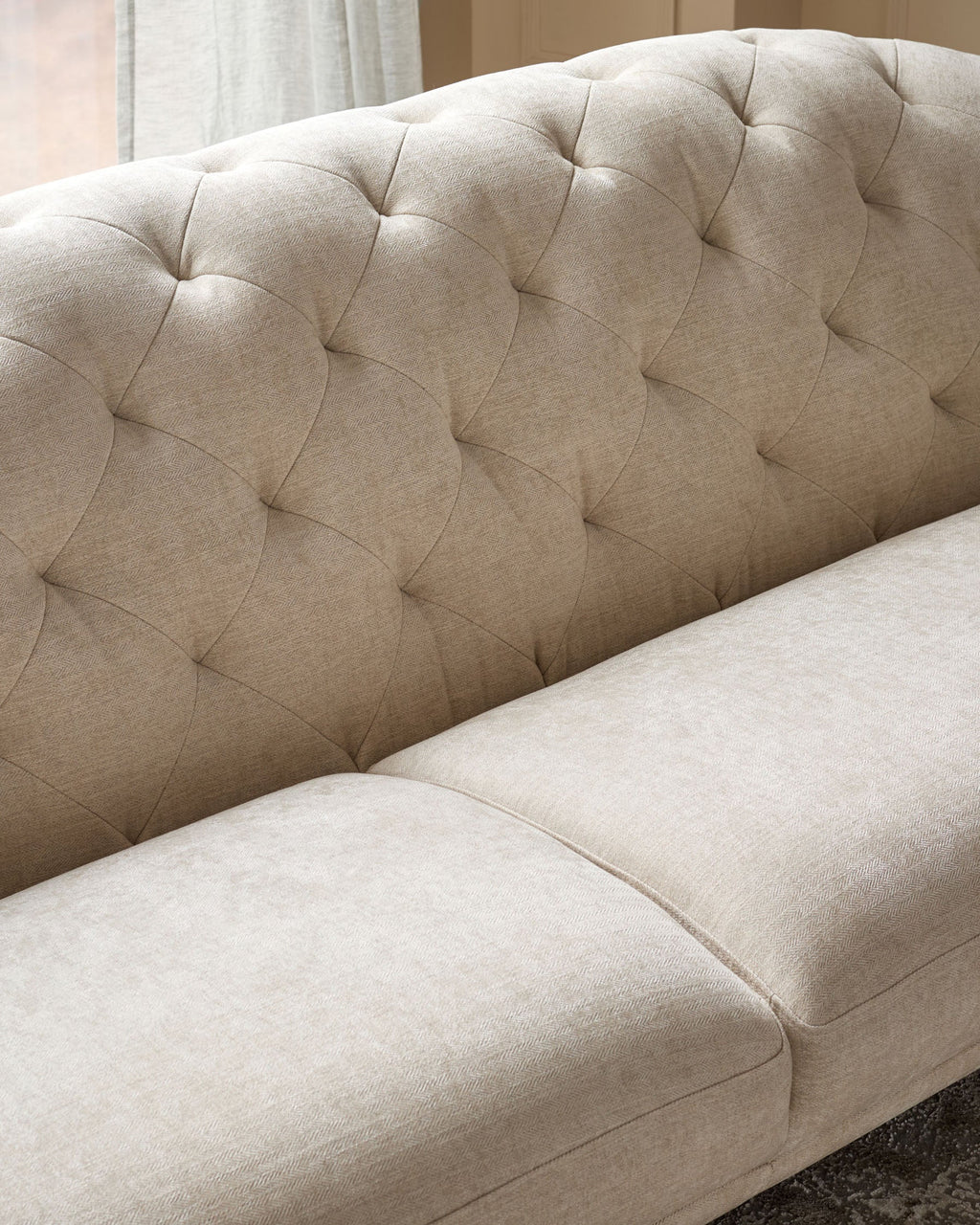 Luxe ivory chenille 3 seater sofa