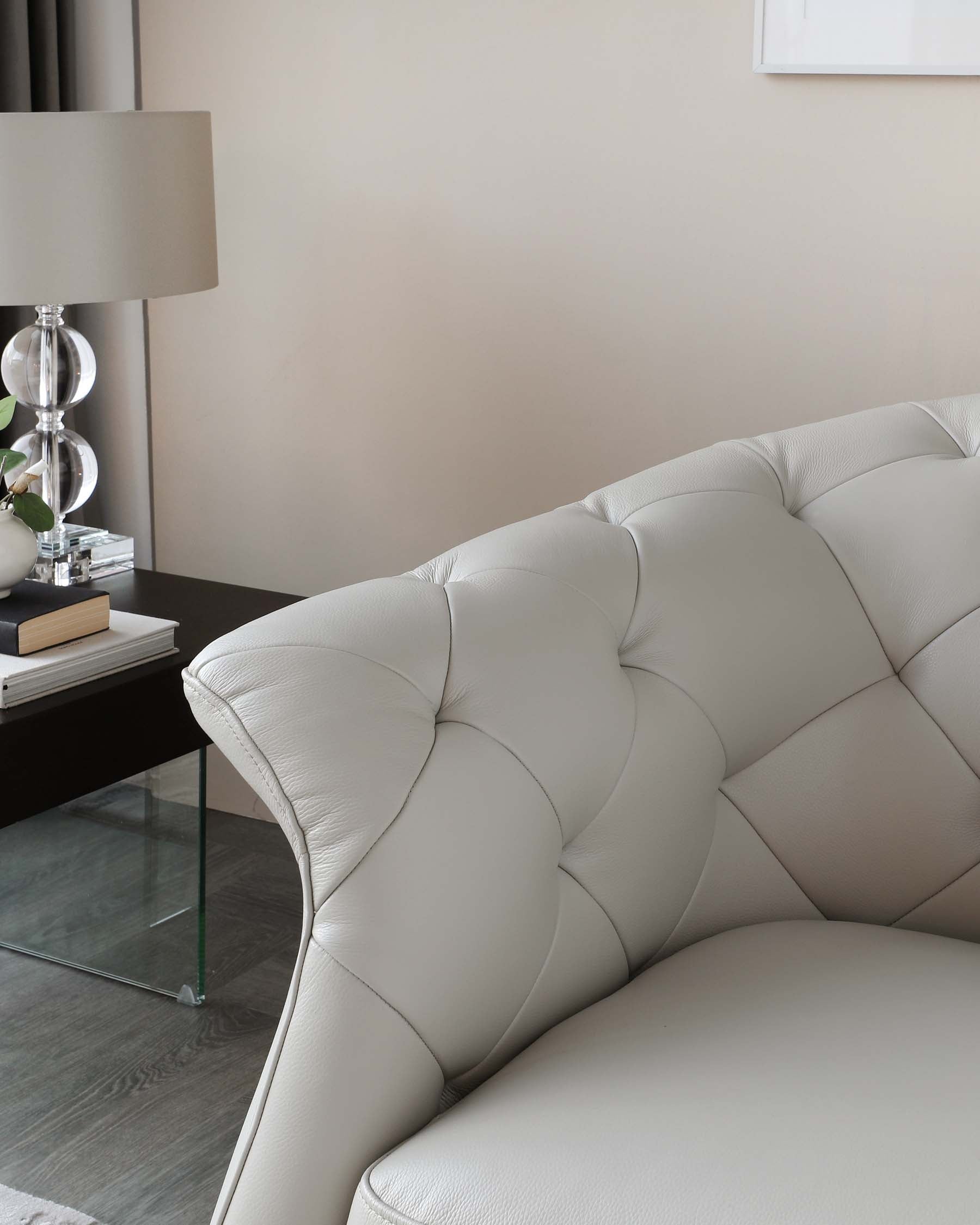 Luxe Natural Grey Leather 2 Seater Sofa