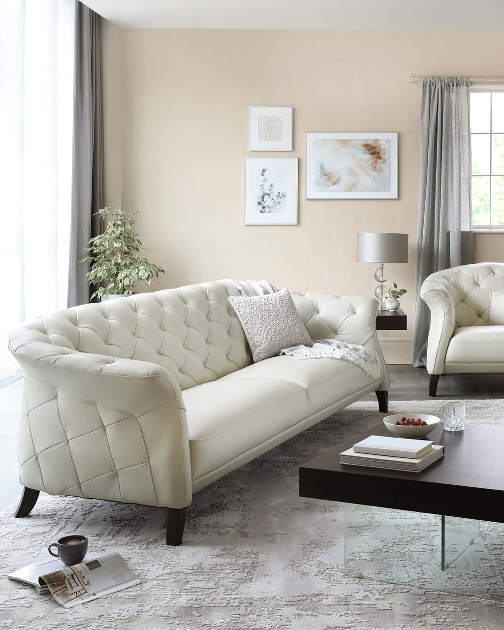 Luxe White Leather 2 Seater Sofa