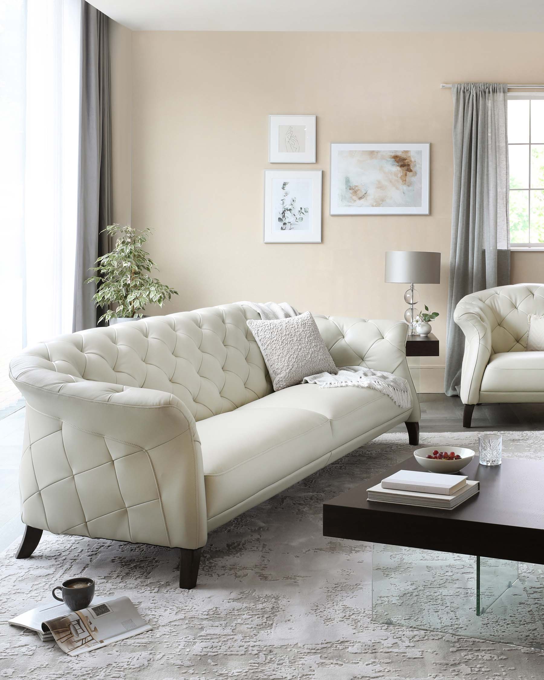 Luxe White Leather 2 Seater Sofa