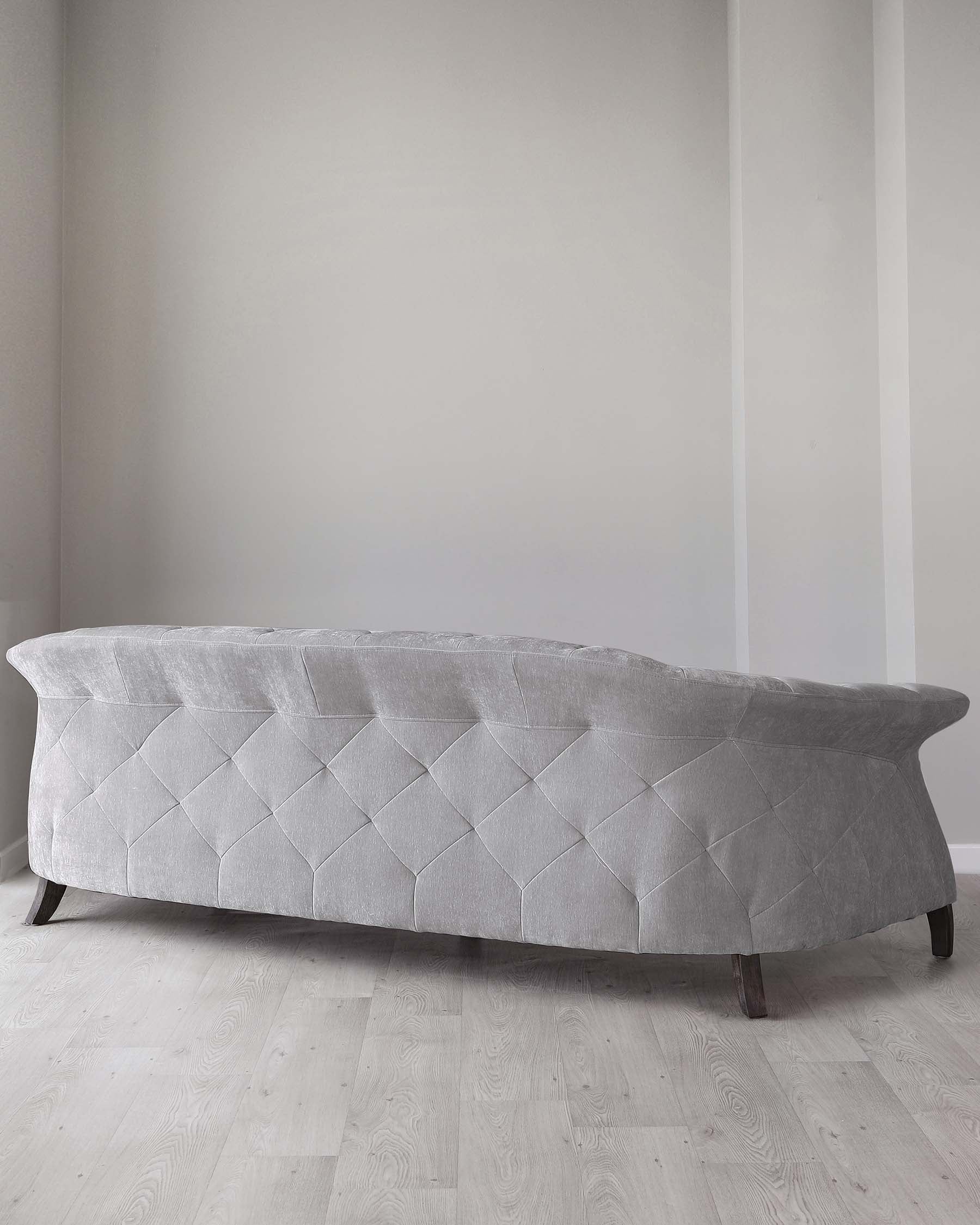 Luxe Modern Large 3 Seater Mid Grey Fabric Chesterfield Sofa