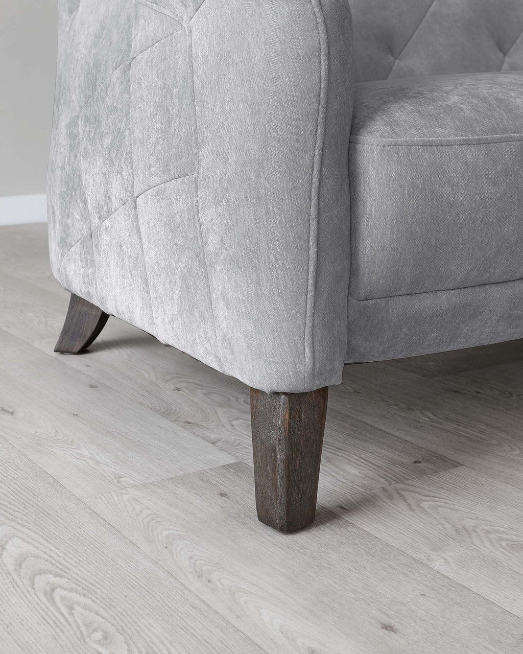 Luxe Modern Large 3 Seater Mid Grey Fabric Chesterfield Sofa