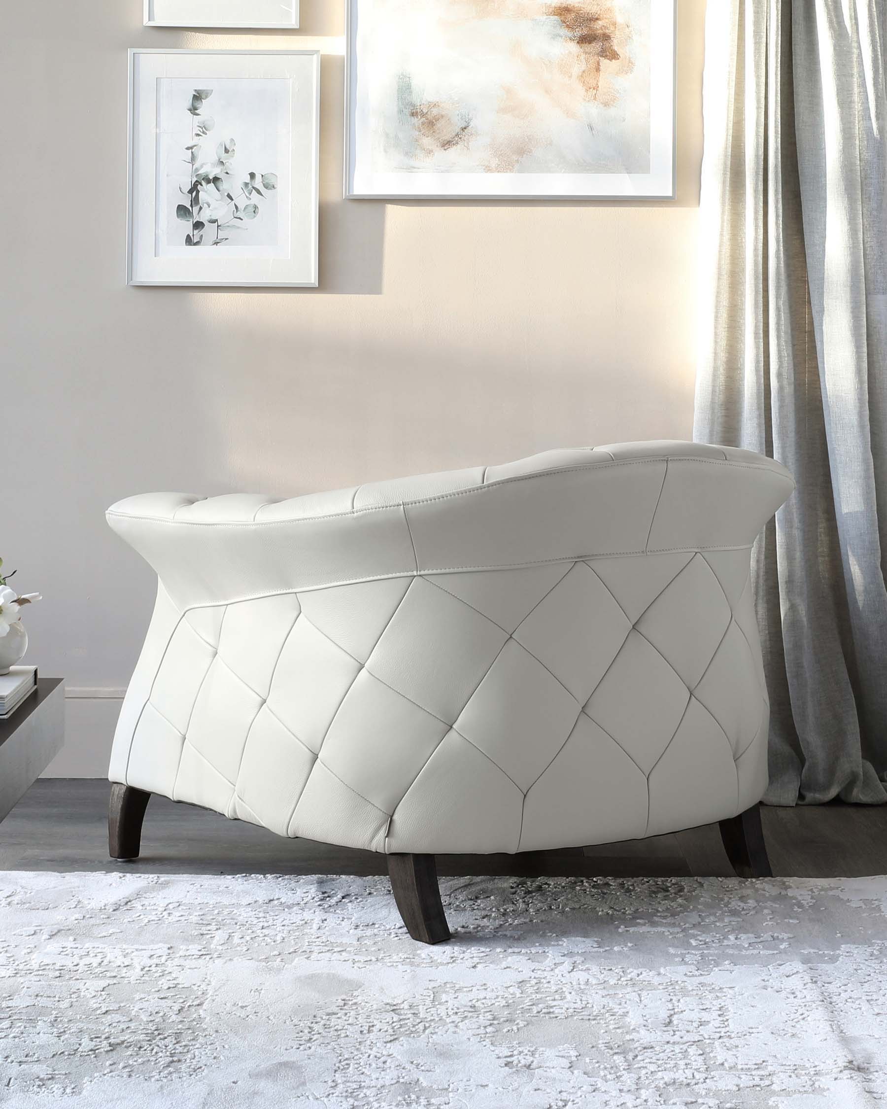 Luxe Modern Natural Grey Leather And Dark Wood Leg Armchair