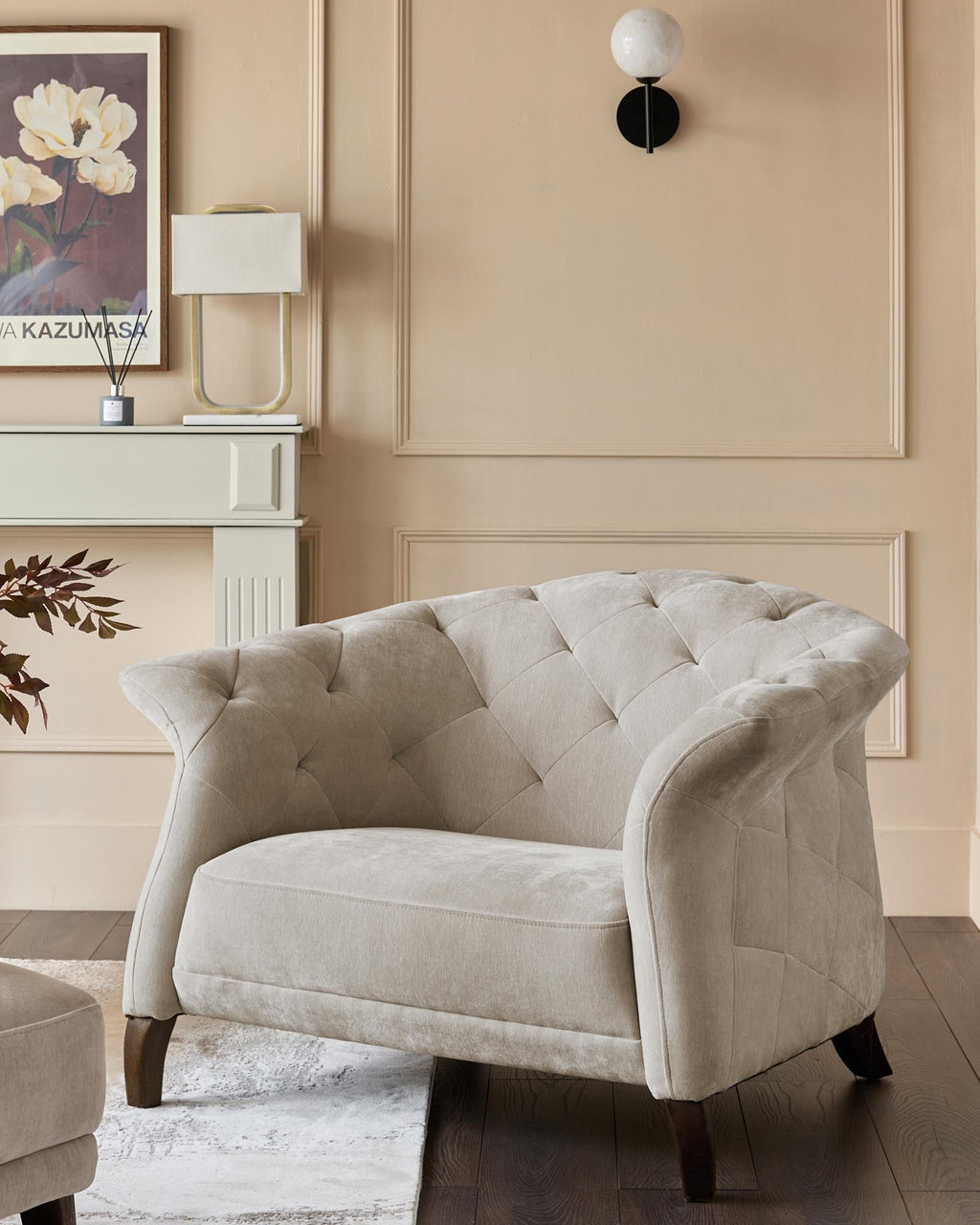 Luxe ivory chenille armchair