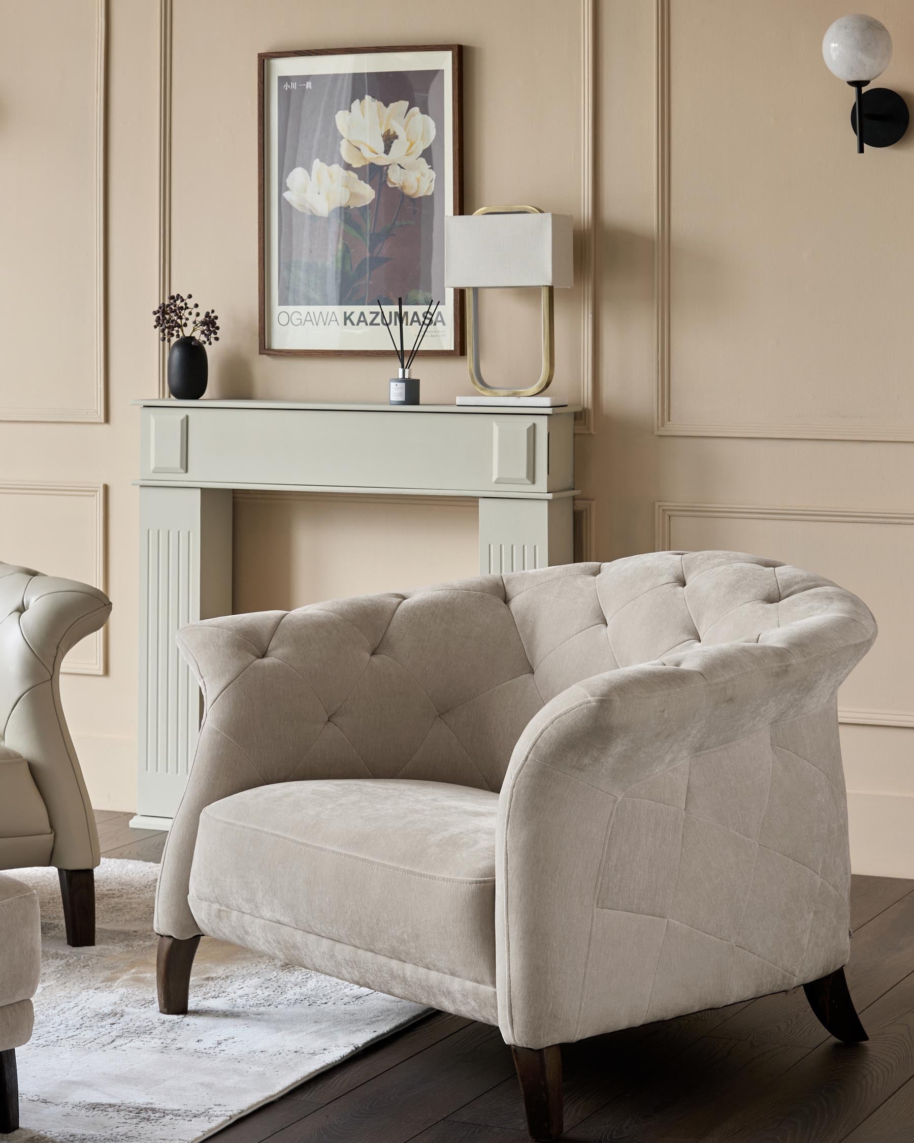 Luxe ivory chenille armchair
