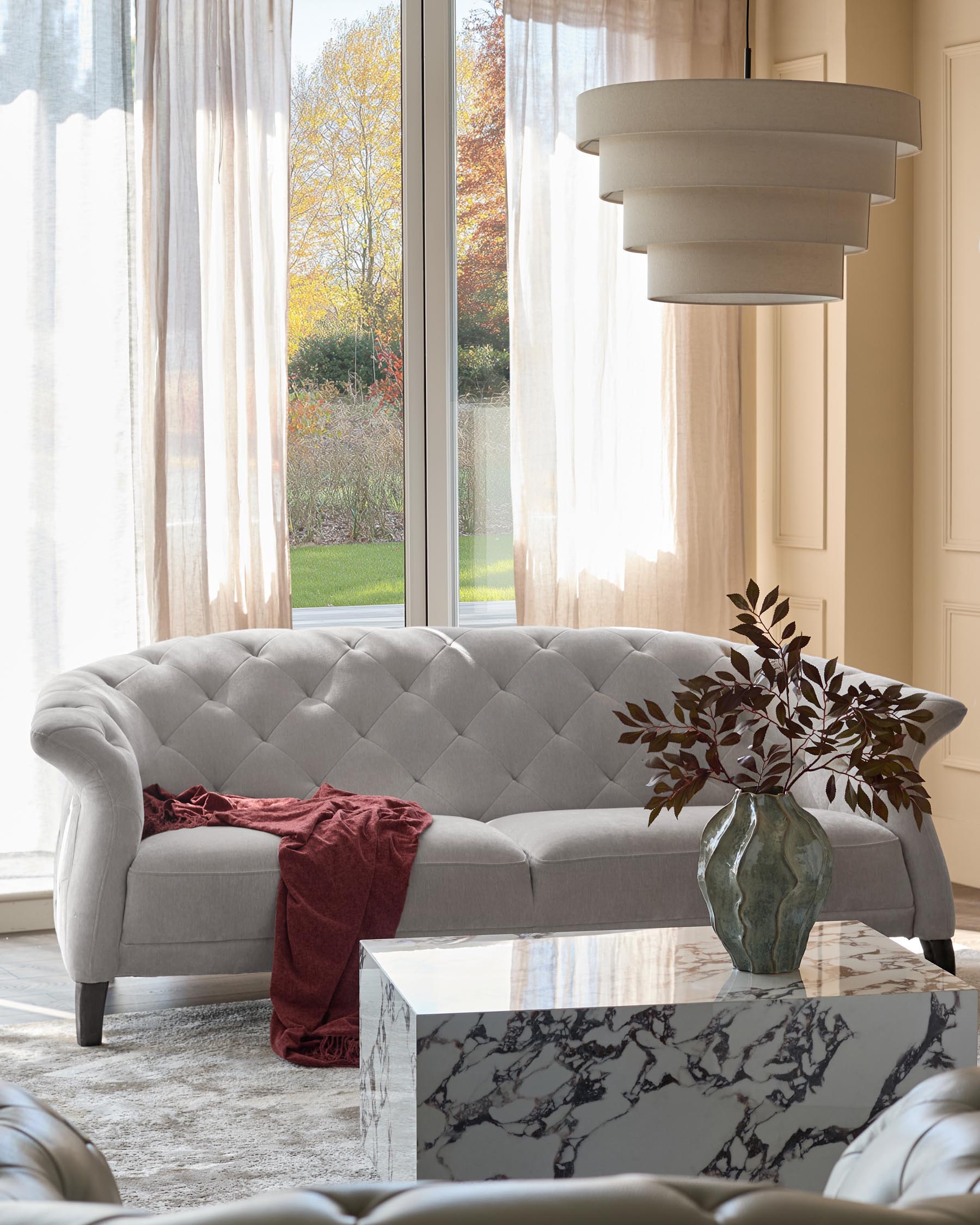 Luxe 2 Seater Sofa Light Grey Fabric
