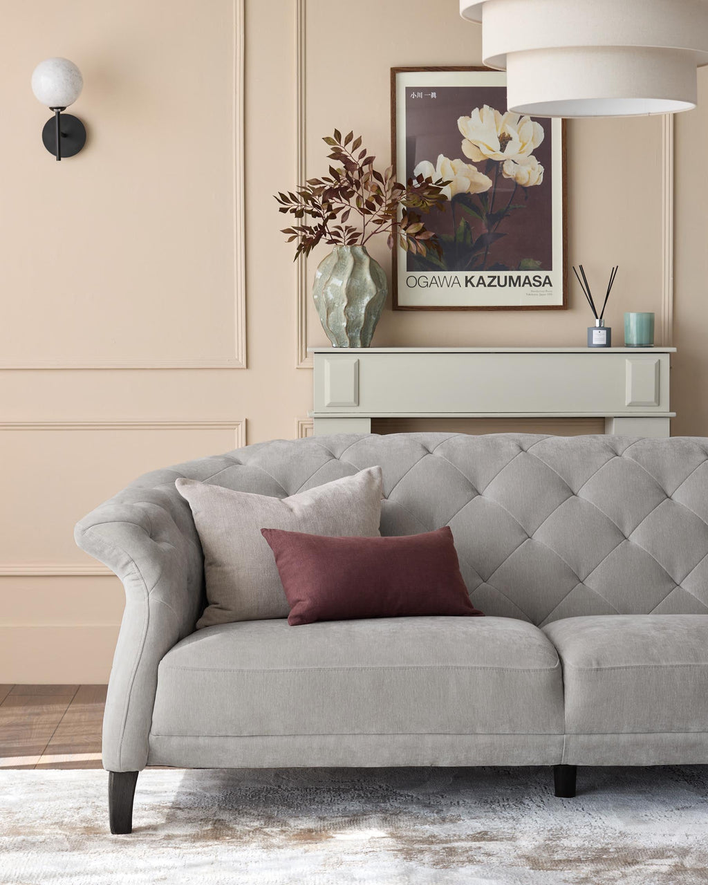 Luxe 2 Seater Sofa Light Grey Fabric