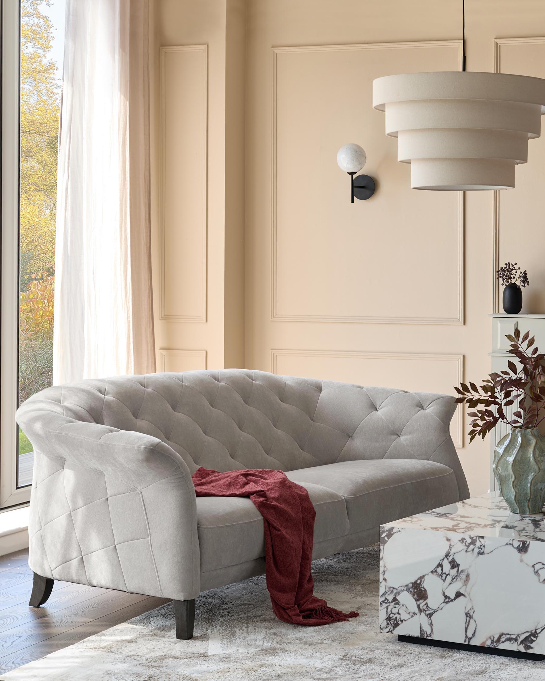 Luxe 2 Seater Sofa Light Grey Fabric