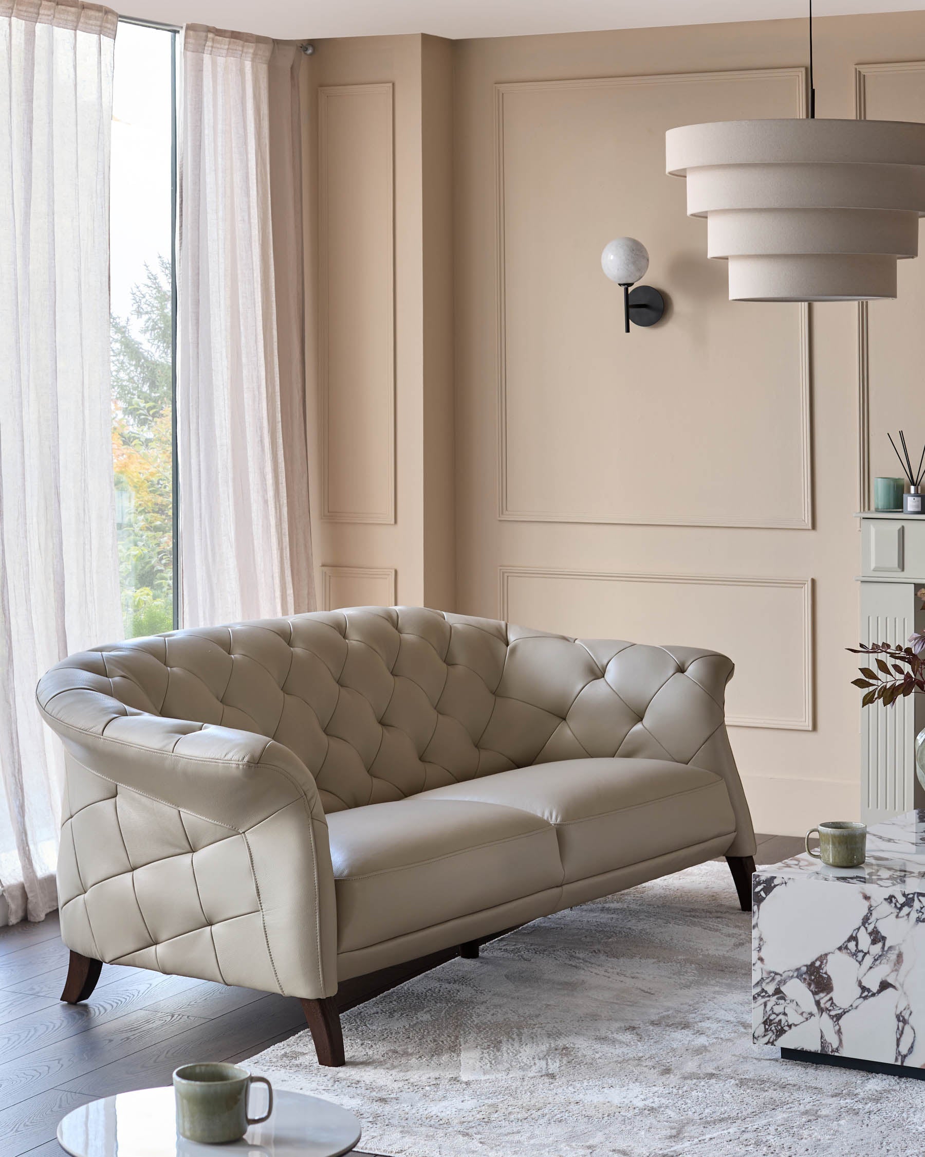 Luxe natural leather 2 seater sofa