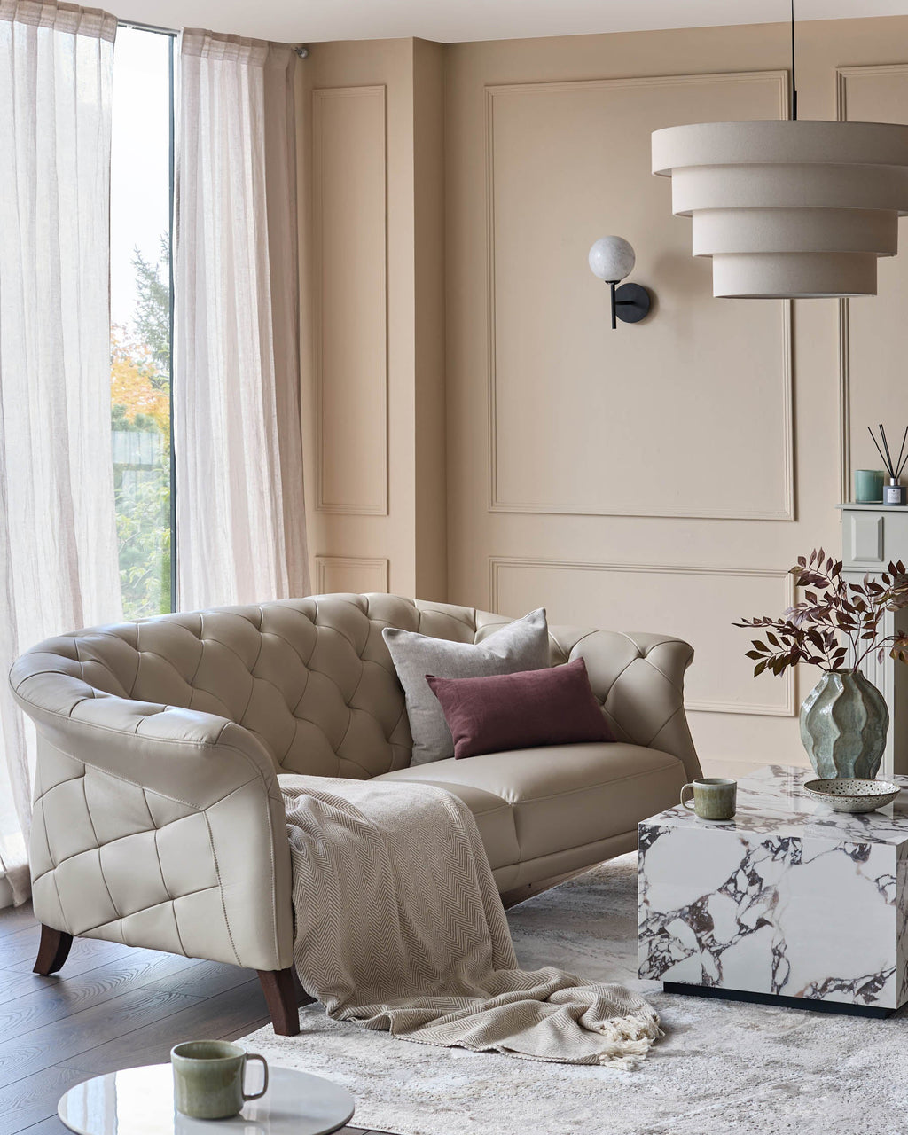 Luxe natural leather 2 seater sofa