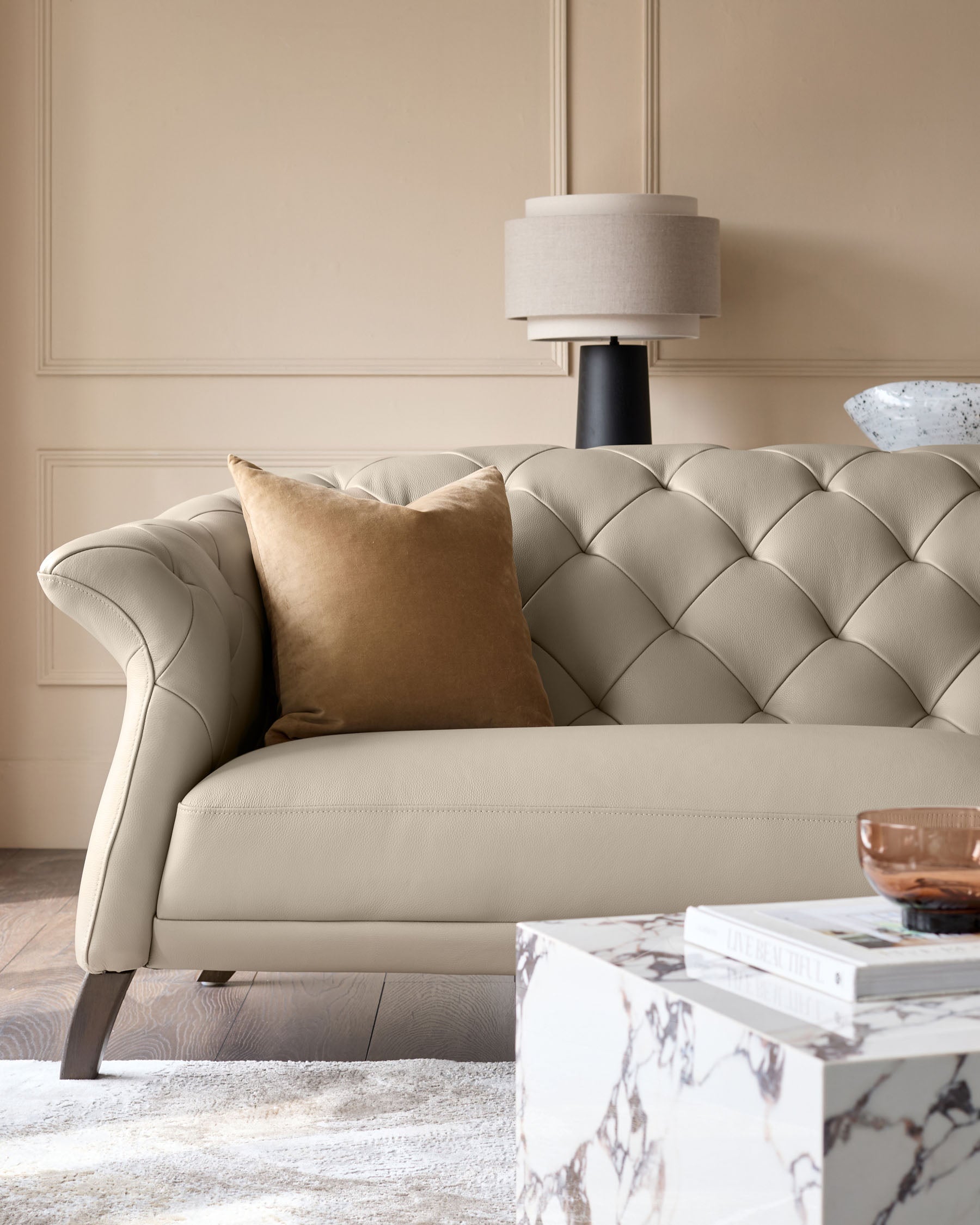 Luxe natural leather 3 seater sofa