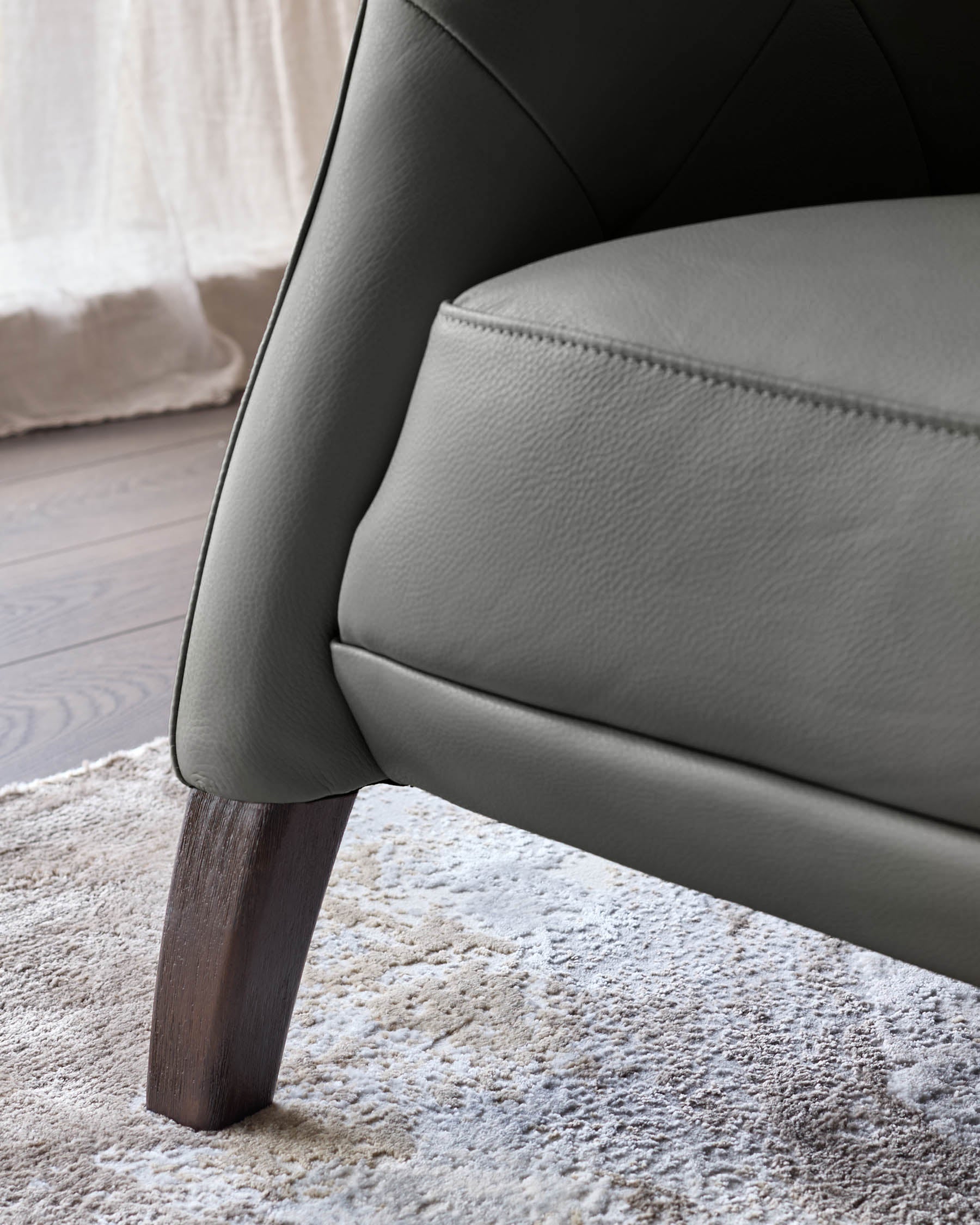 Luxe Dark Grey Leather 2 Seater Sofa