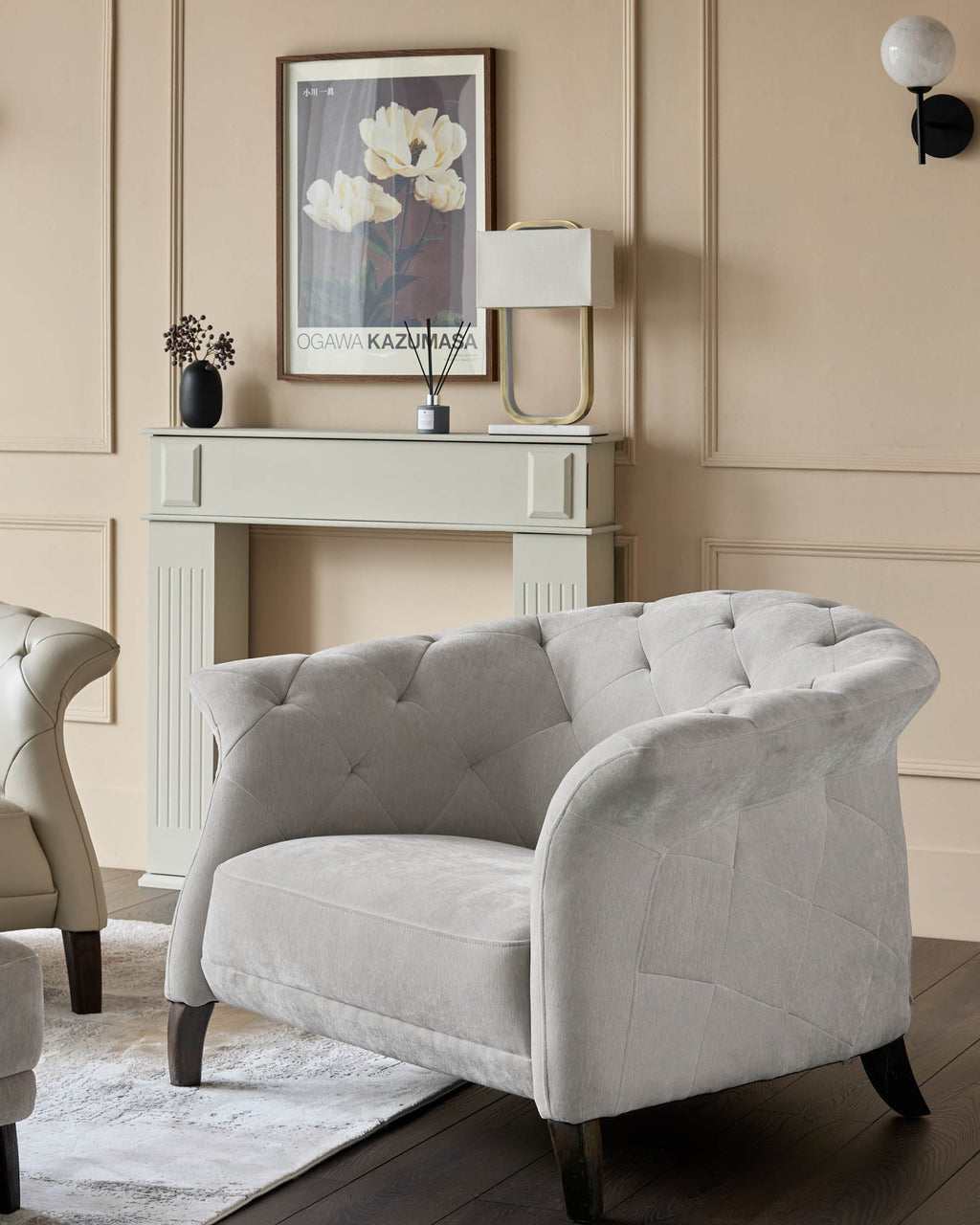Luxe Light Grey Fabric Armchair