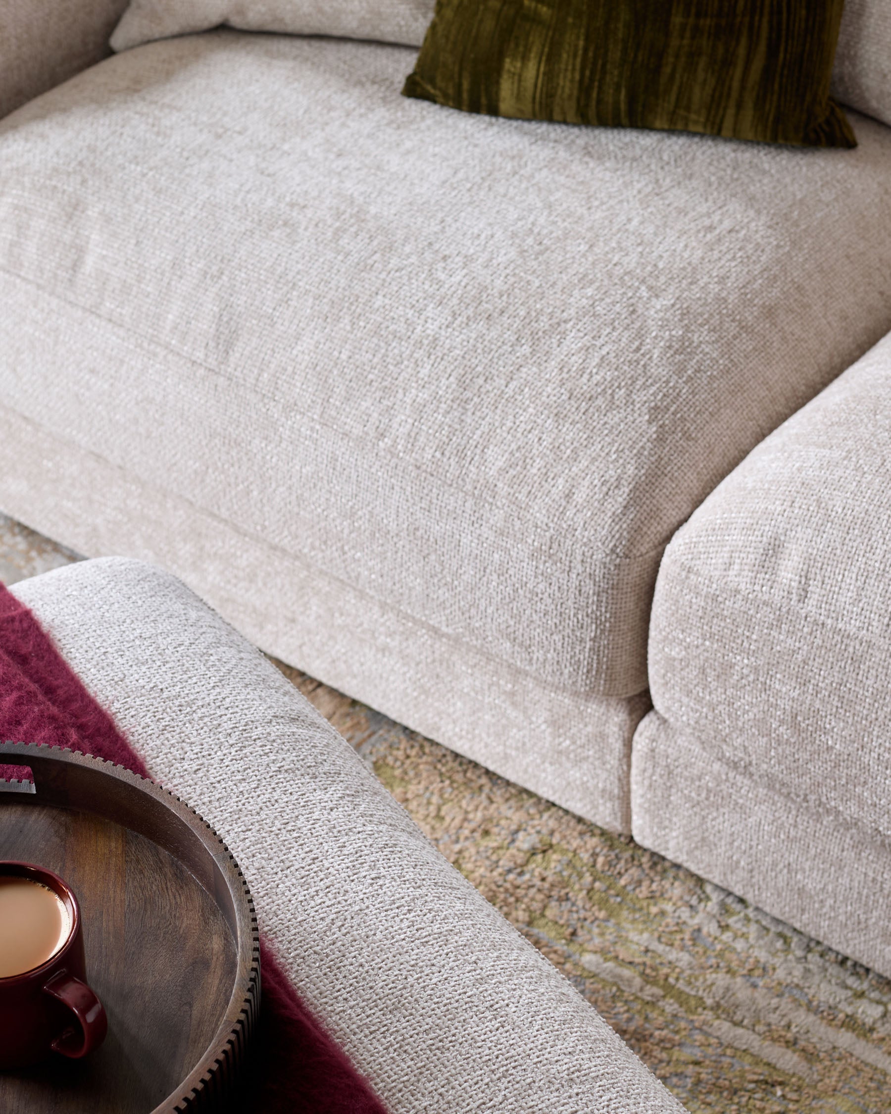 Lynetta natural weave small corner sofa with footstool