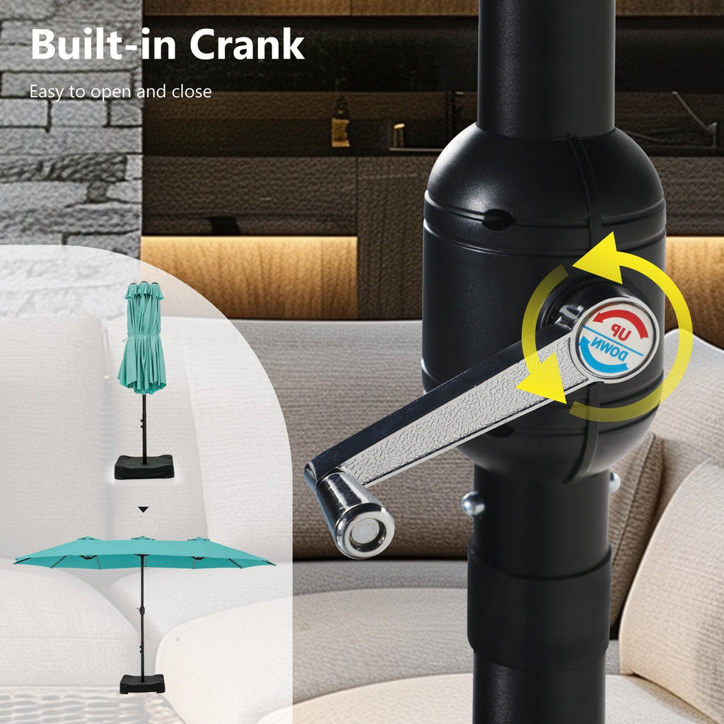 MAISON ARTS 15ft Double-Sided Patio Extra Large Twin Umbrella with Base Included