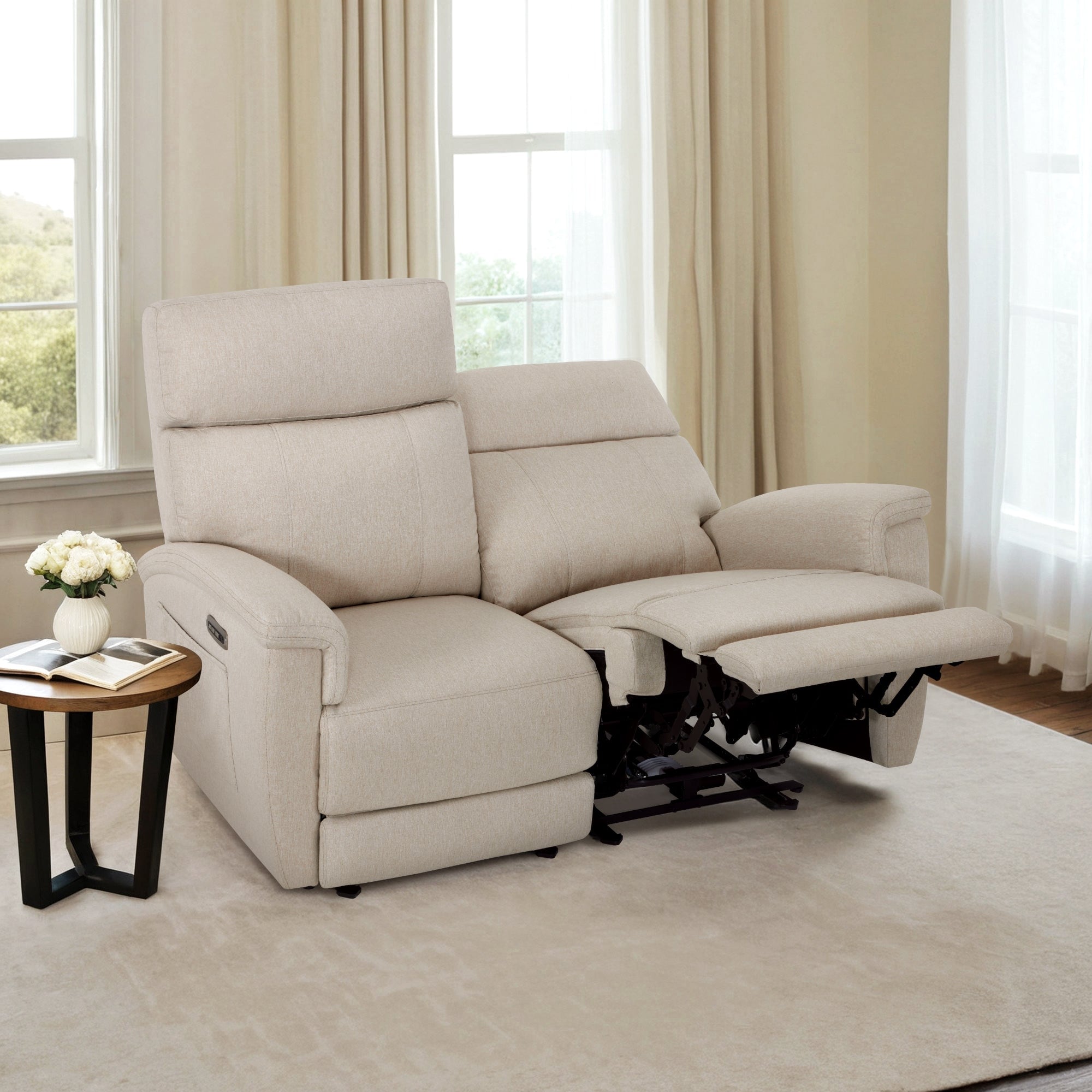 MCombo 60.2 Power Loveseat Recliner Sofa with Massage and Dual Heating, Adjustable Headrest, USB & Type C Port, Fabric