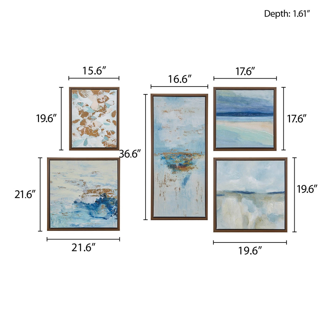 Madison Park Blue Horizon 5-piece Gallery Framed Canvas Wall Art Set