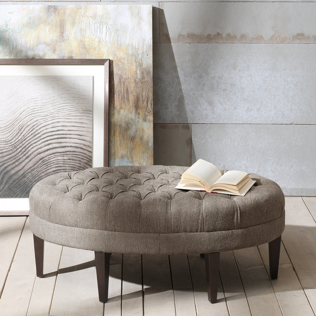 Madision Park Chase Surfboard Tufted Upholstered Ottoman with Solid Wood