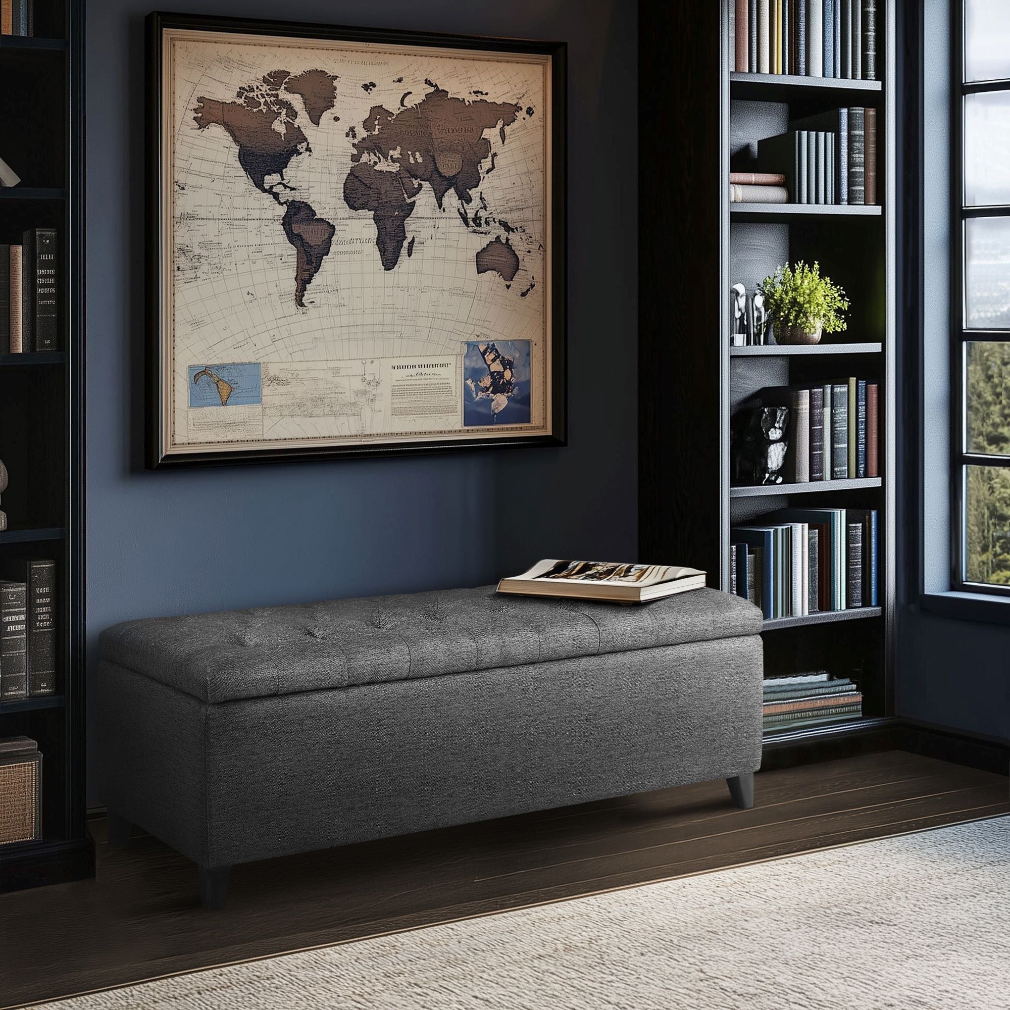 Madison Park Sasha Tufted Top Upholstered Storage Bench