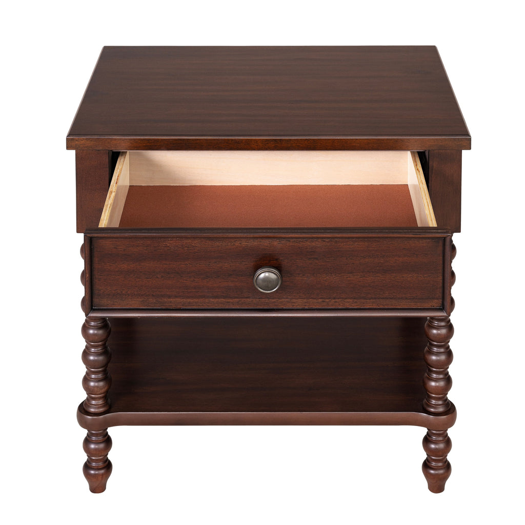 Madison Park Signature Beckett Turned Wood Spindle Nightstand with Drawer & Shelf
