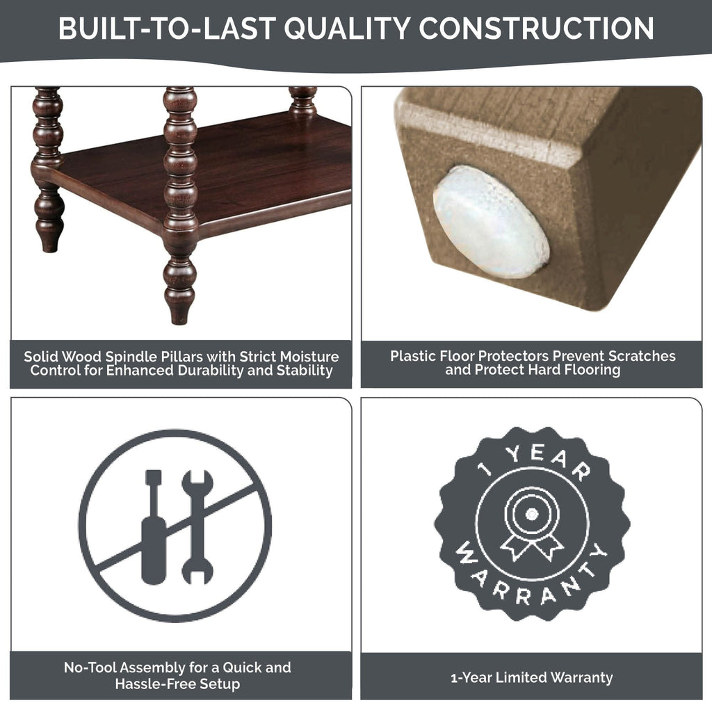 Madison Park Signature Beckett Turned Wood Spindle Nightstand with Drawer & Shelf