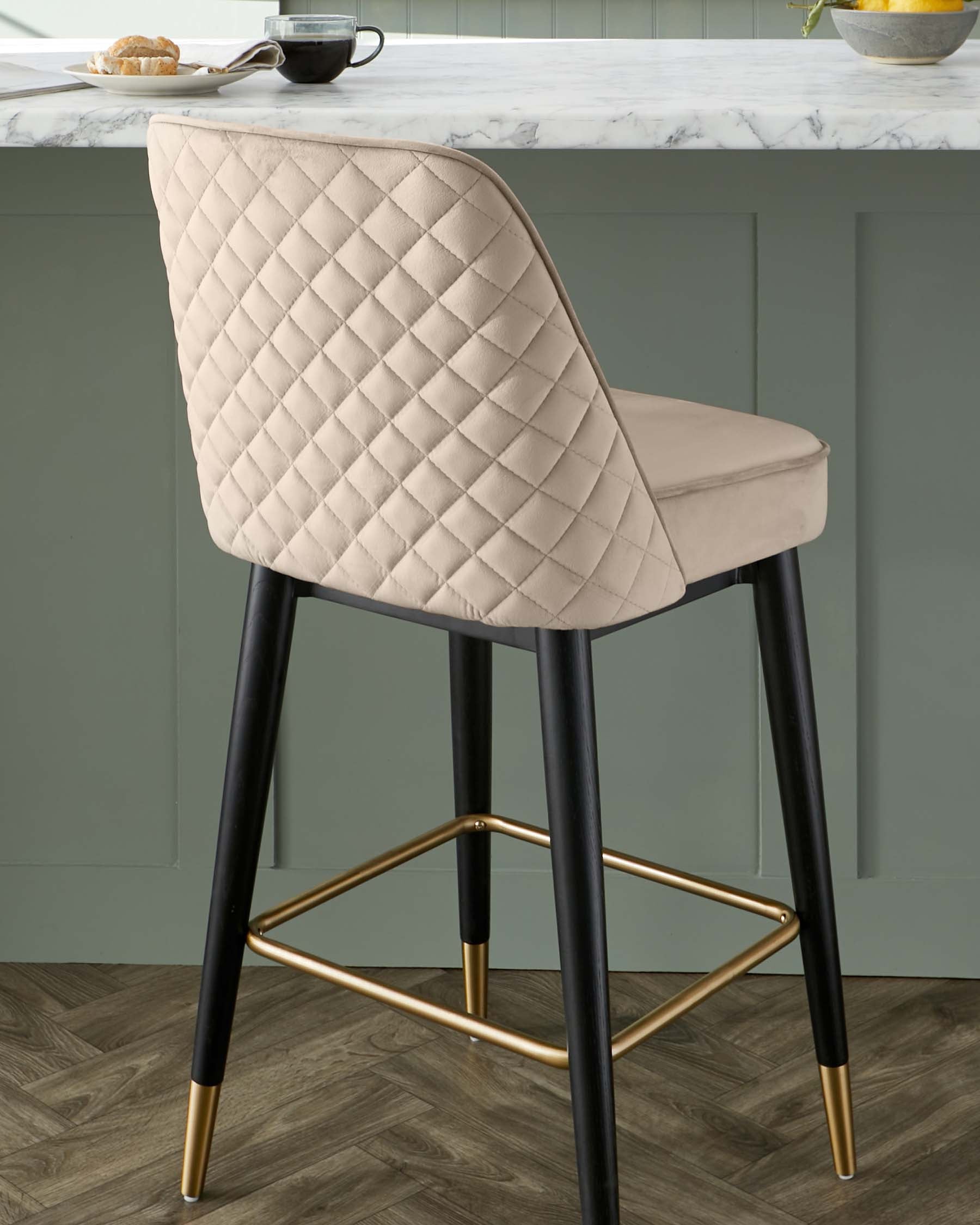Mae Champagne Velvet Bar stool