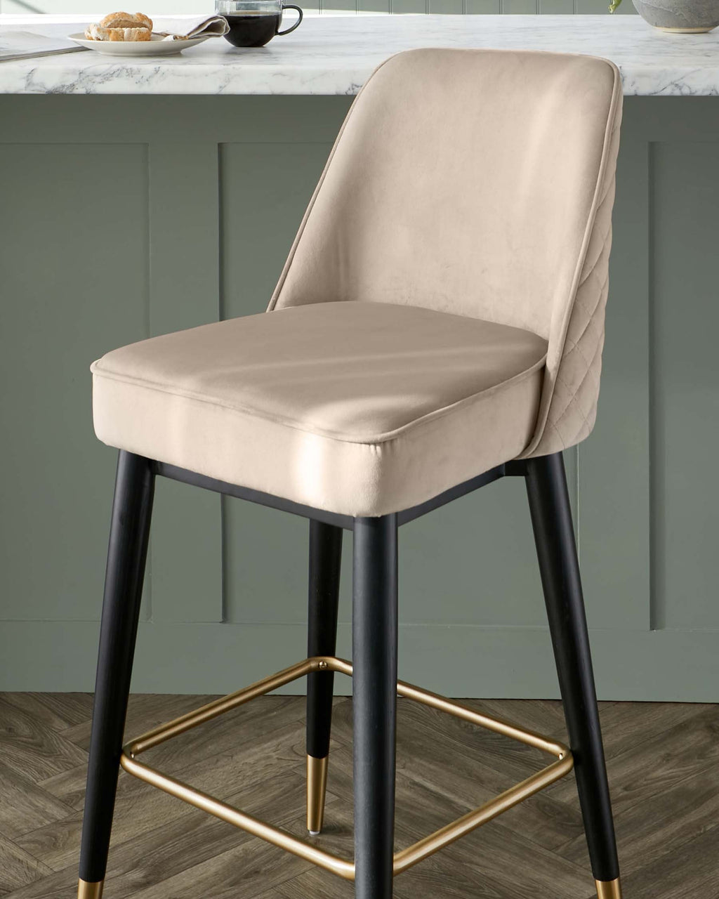 Mae Champagne Velvet Bar stool