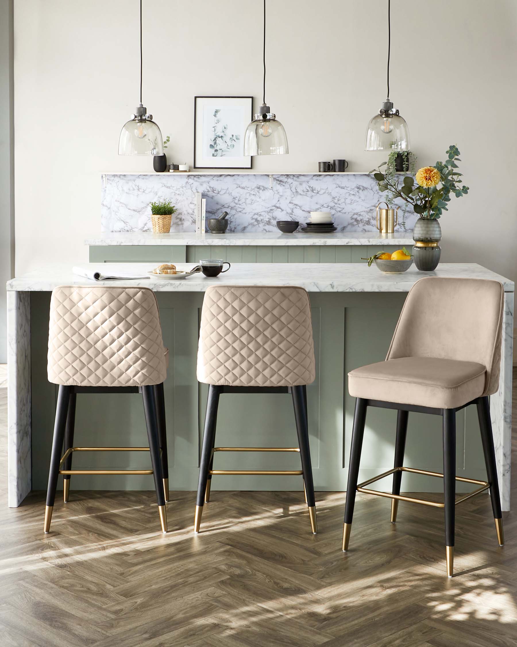 Mae Champagne Velvet Bar stool