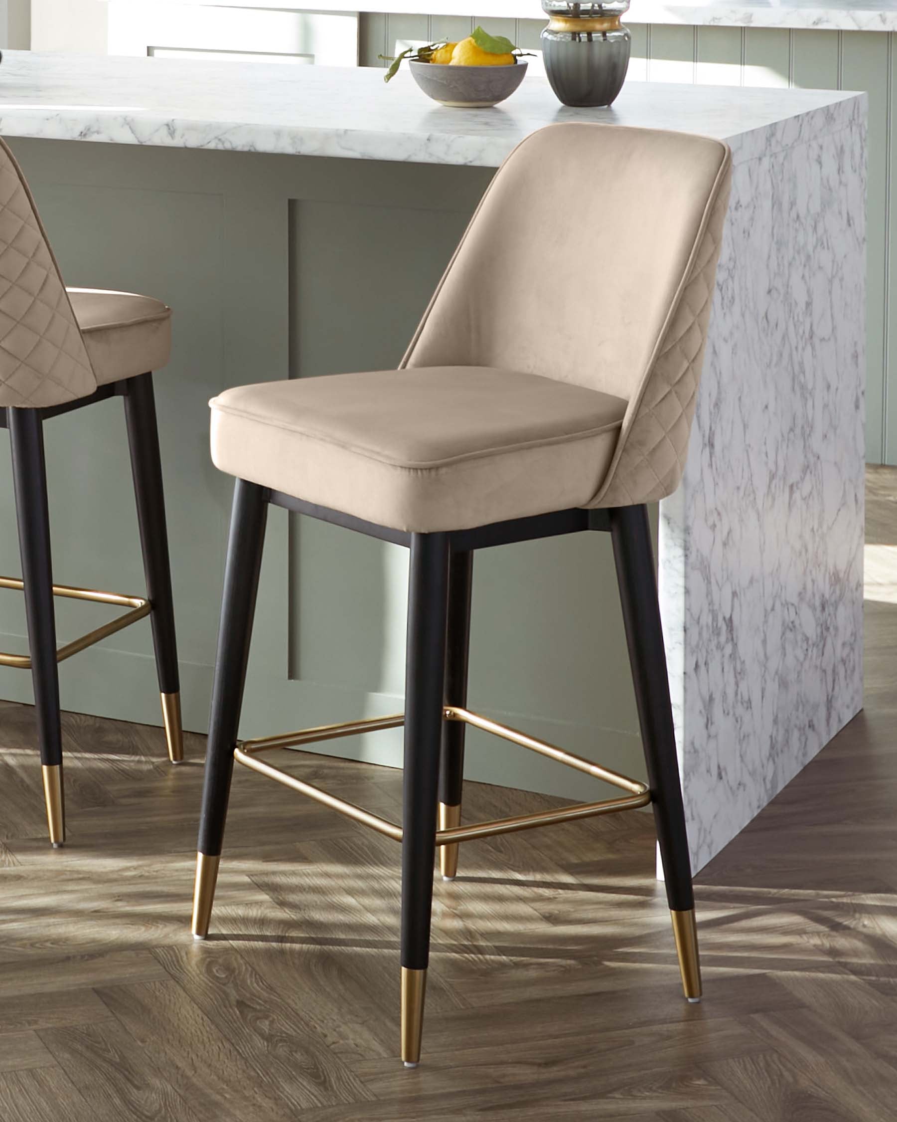 Mae Champagne Velvet Bar stool