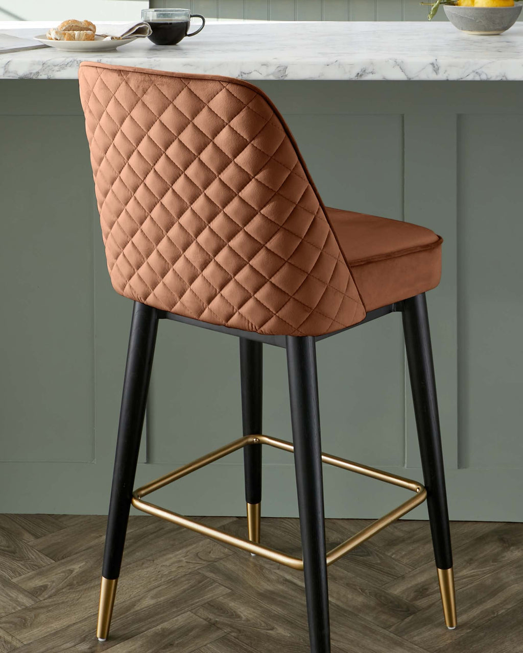 Mae Rust Velvet Bar stool