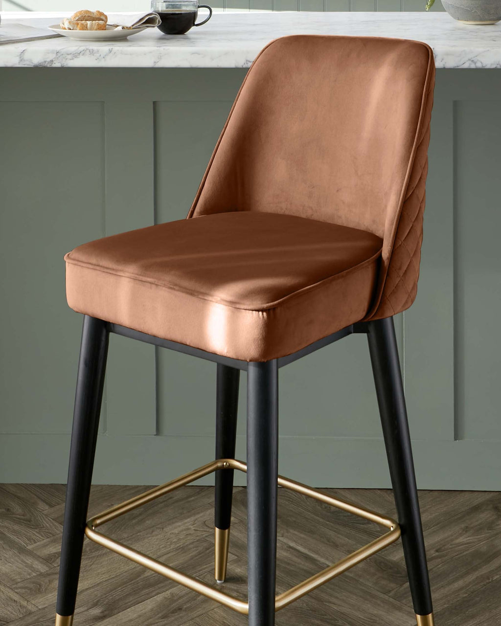 Mae Rust Velvet Bar stool