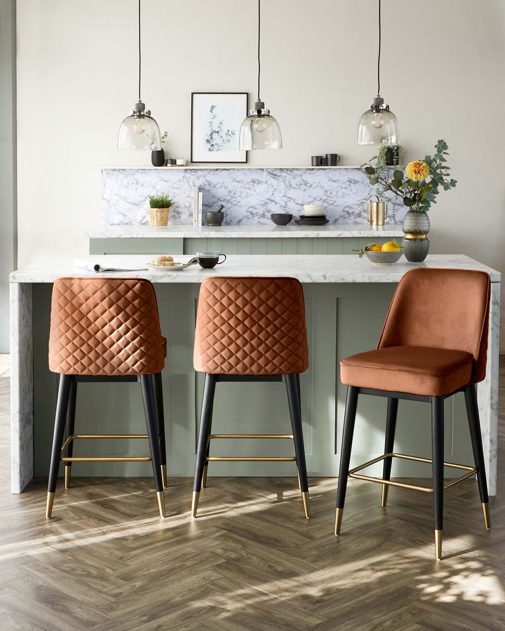 Mae Rust Velvet Bar stool