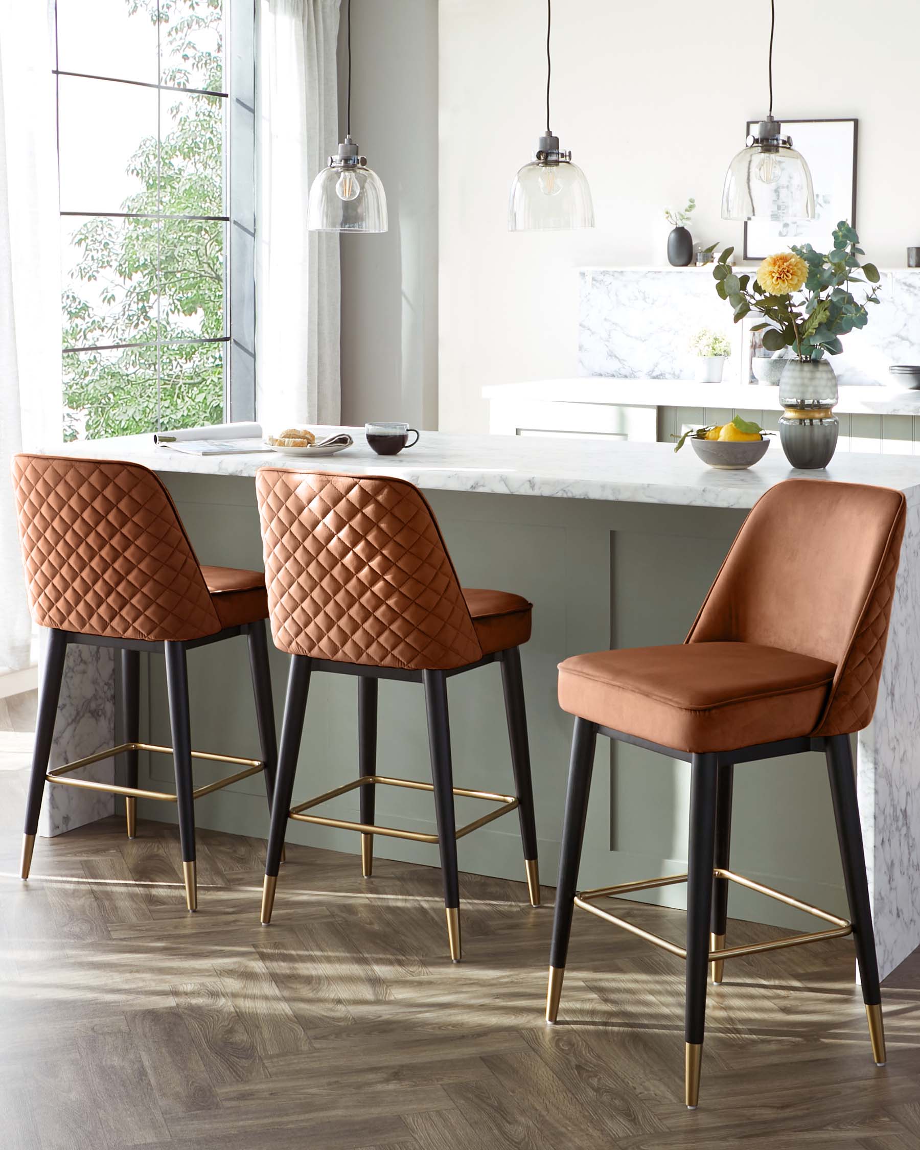 Mae Rust Velvet Bar stool