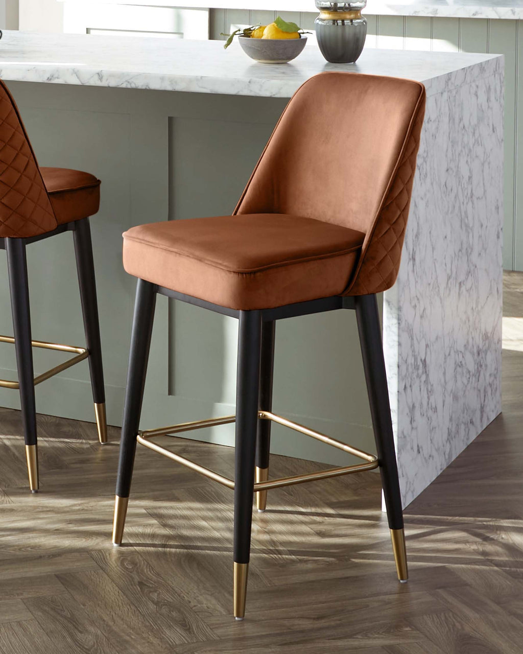 Mae Rust Velvet Bar stool