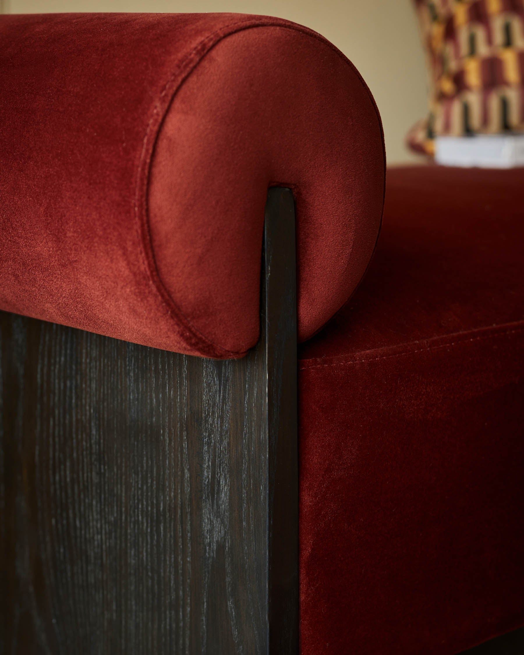 Maeve toffee red velvet day bed bench