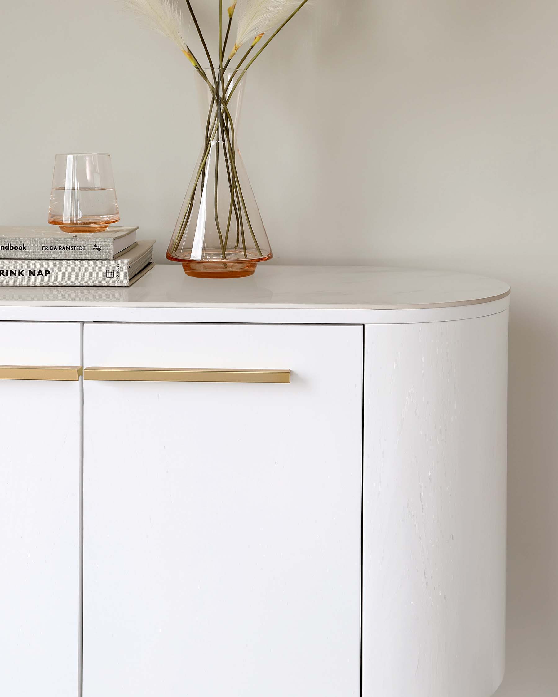 Manhattan White Oak and Marbled Ceramic Small Sideboard