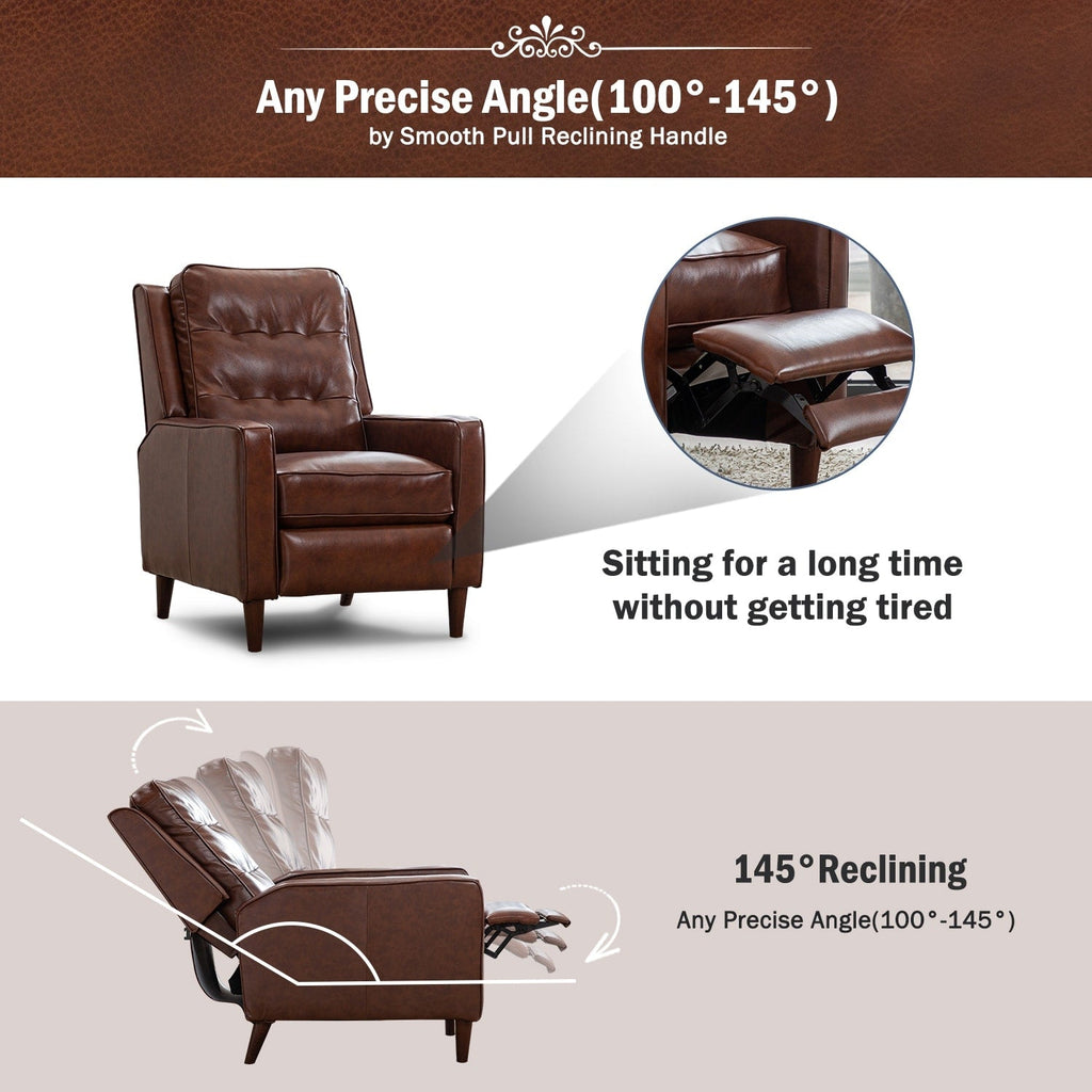 Pushback Recliner Chair, Fabric Armchair Push Back Recliner with Rivet Decoration, Single Sofa Accent Chair
