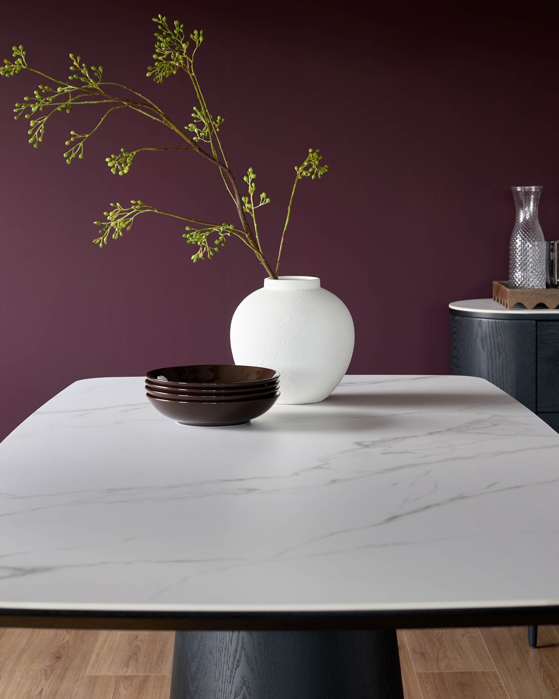 Manhattan white ceramic 8 seater dining table