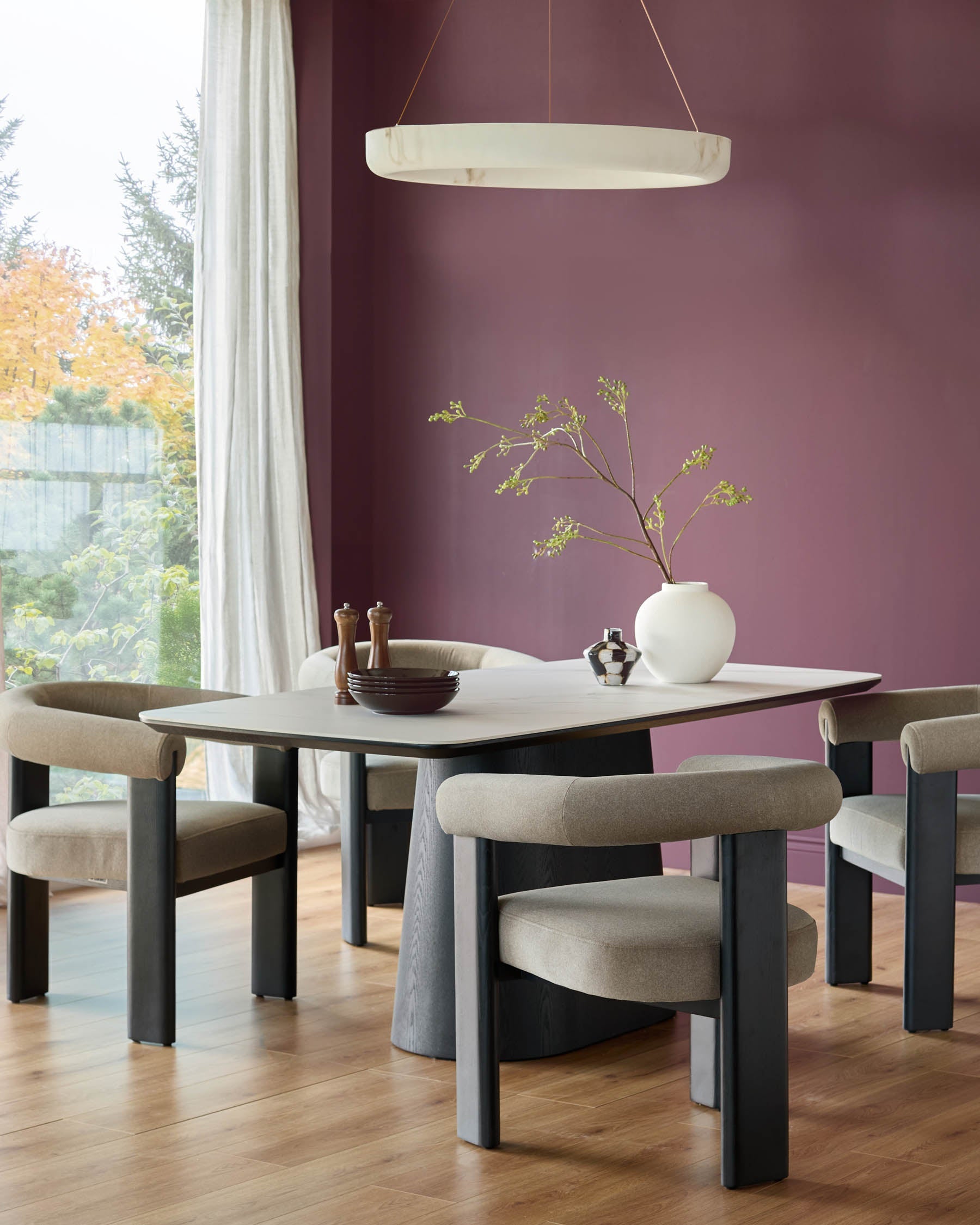 Manhattan white ceramic 8 seater dining table