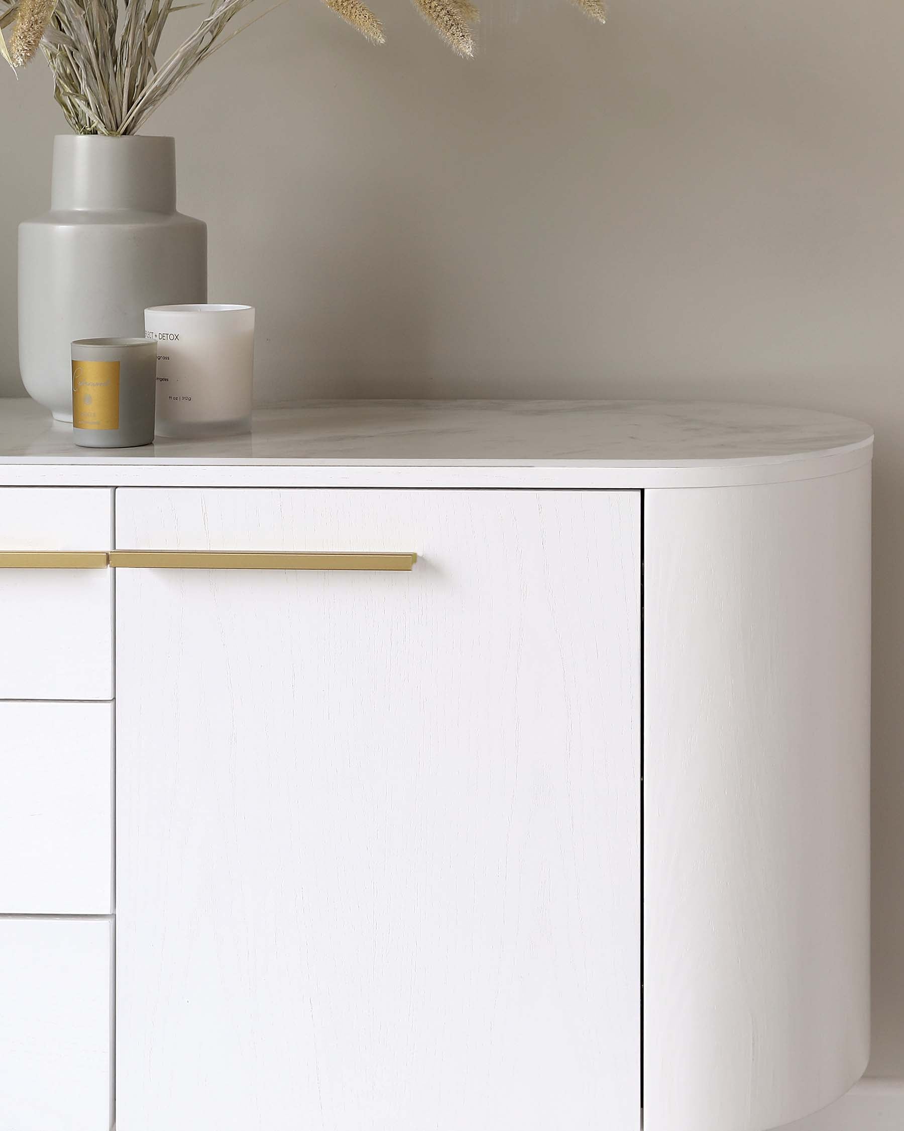 Manhattan White Oak and Marbled Ceramic Large Sideboard