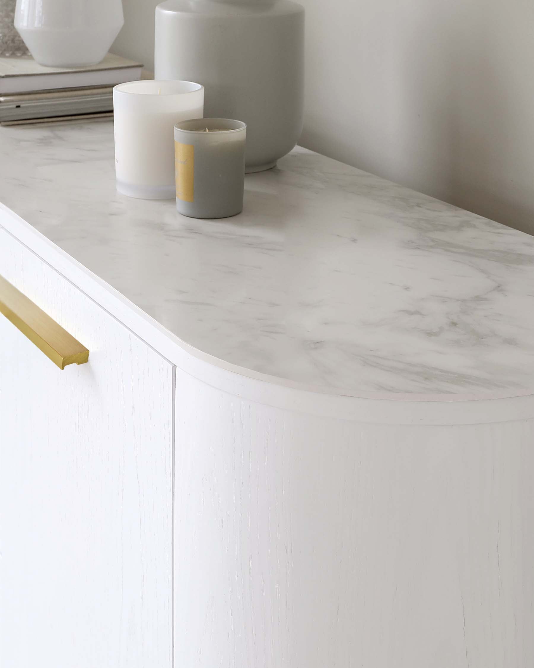 Manhattan White Oak and Marbled Ceramic Large Sideboard