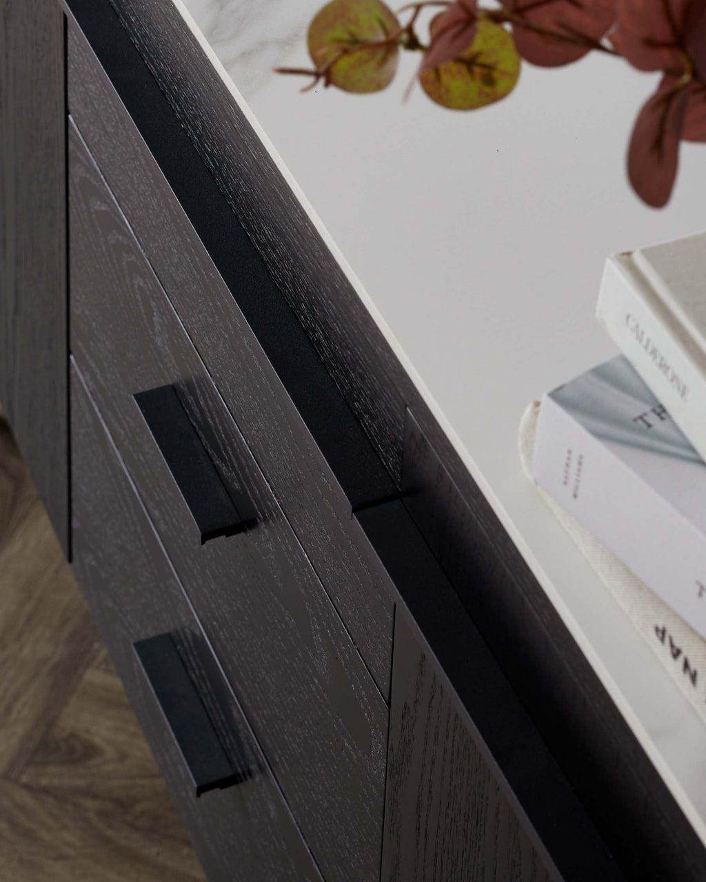 Manhattan Black Ash and Marbled Ceramic Large Sideboard