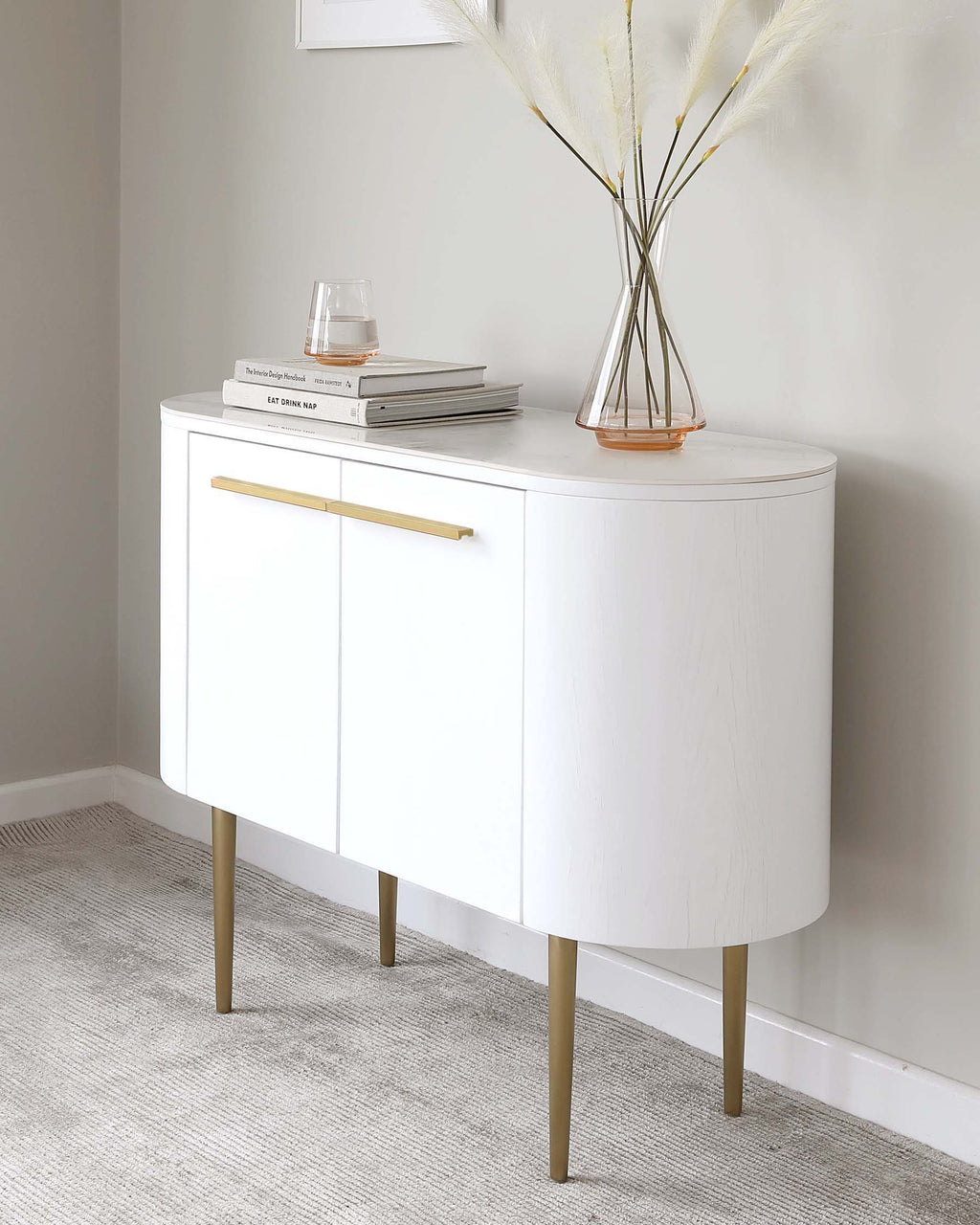 Manhattan White Oak and Marbled Ceramic Small Sideboard