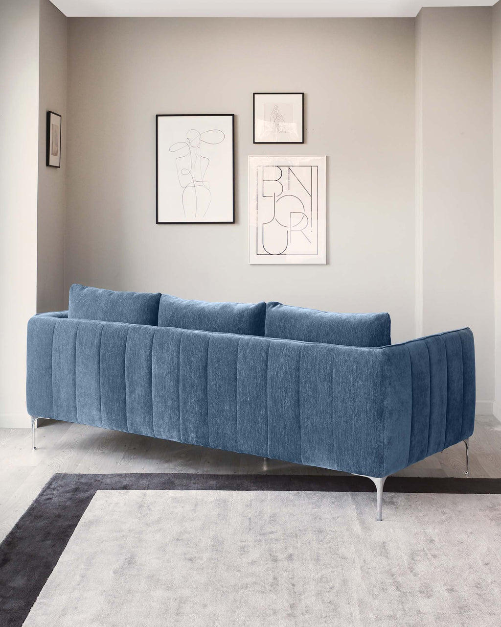 Margot Blue Fabric 3 Seater Sofa and Armchair