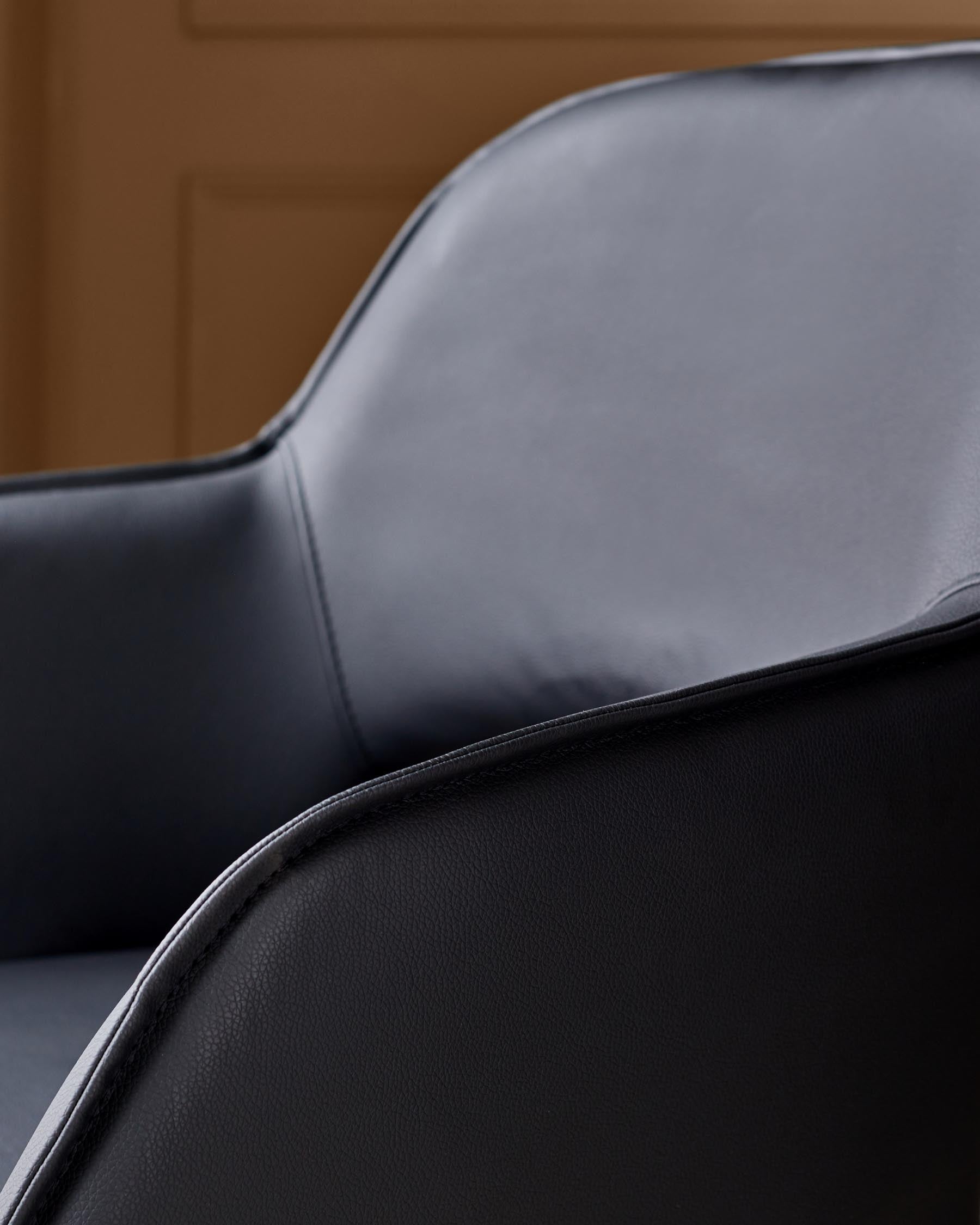 Marlow black faux leather swivel dining chair