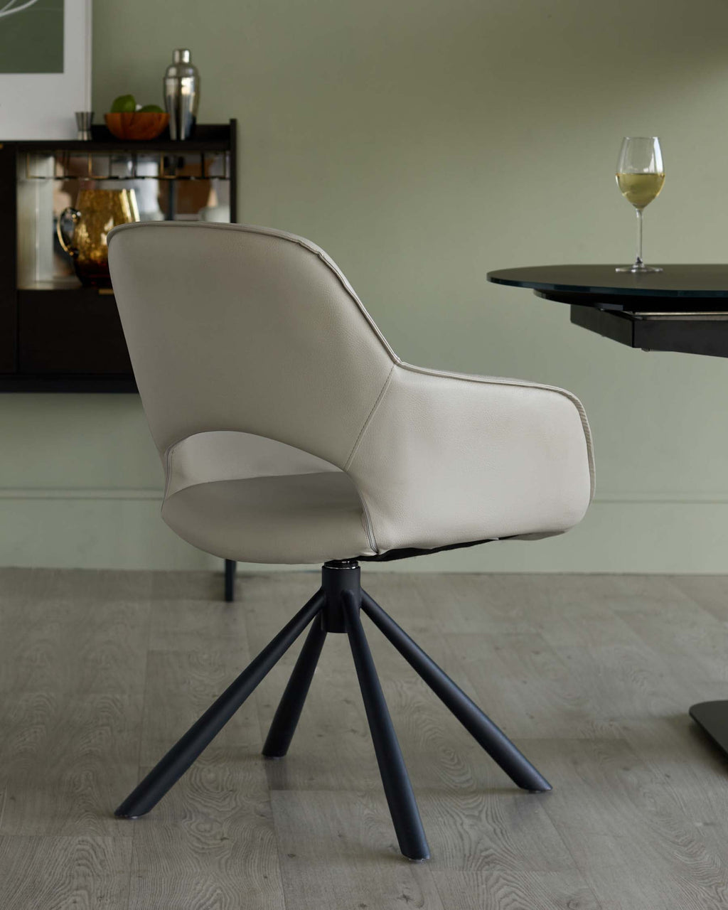 Marlow Light Grey Faux Leather Swivel Dining Armchair