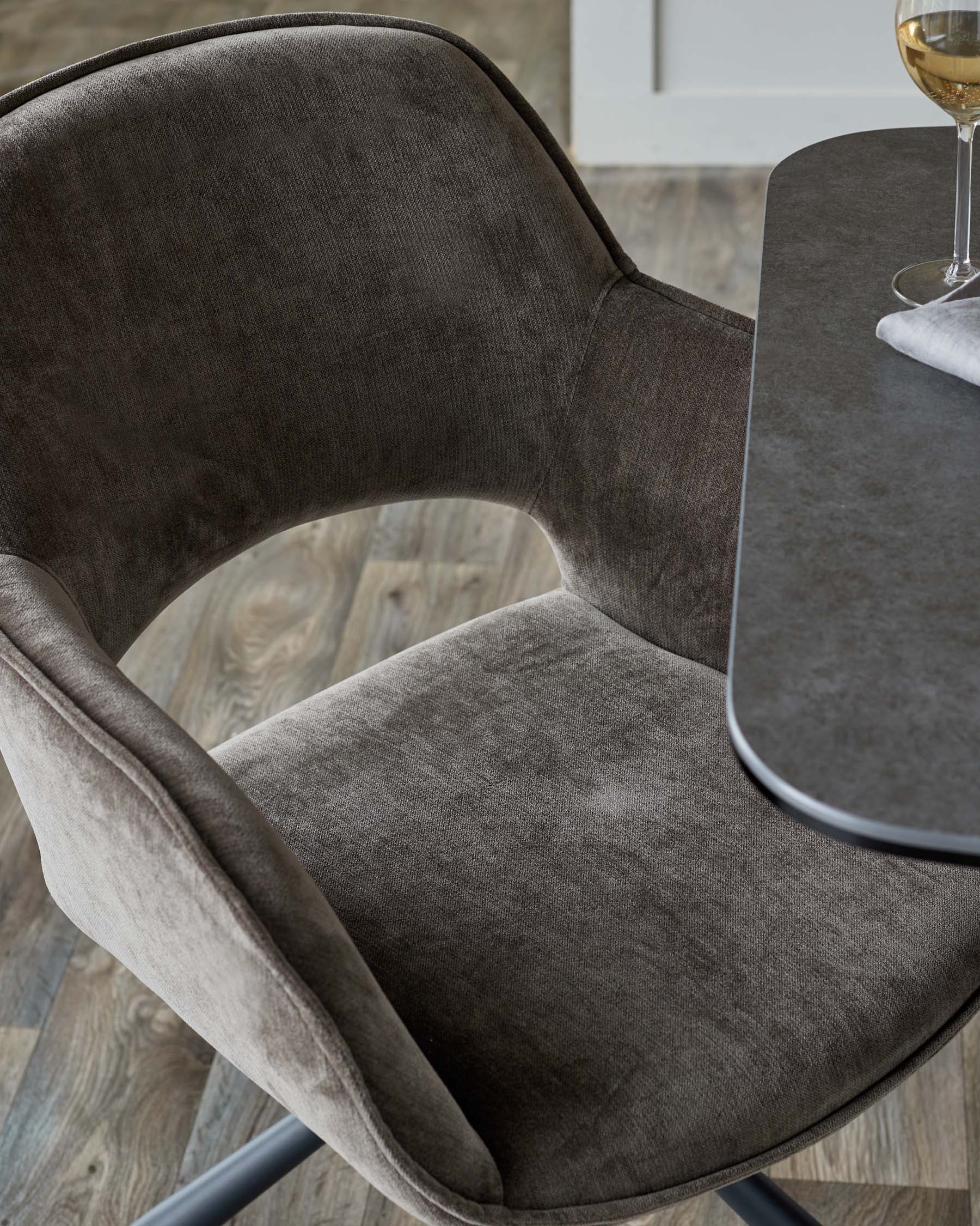 Marlow mocha fabric swivel dining chair