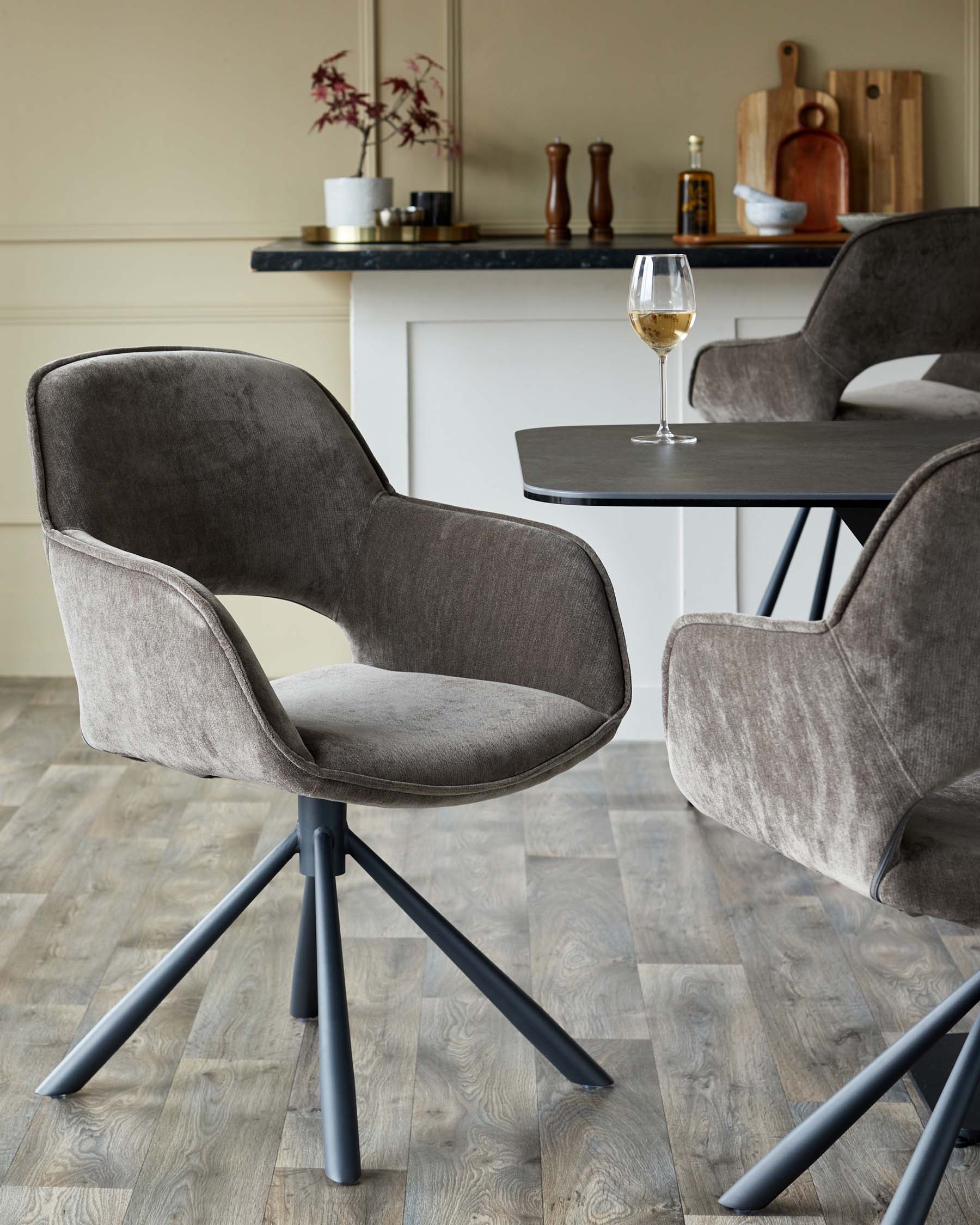 Marlow mocha fabric swivel dining chair
